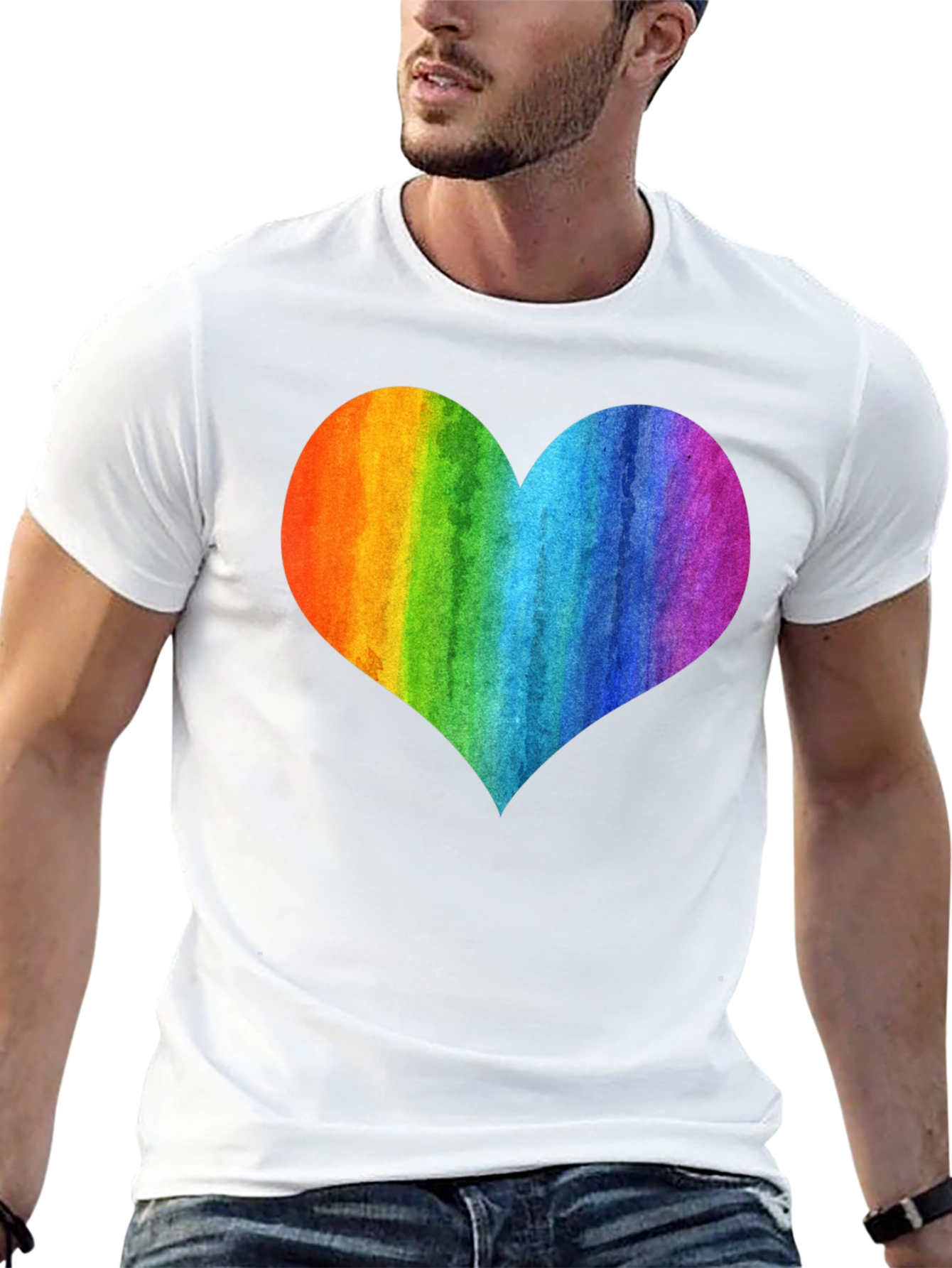 Black Rainbow Heart Graphic Black T-Shirt view 13