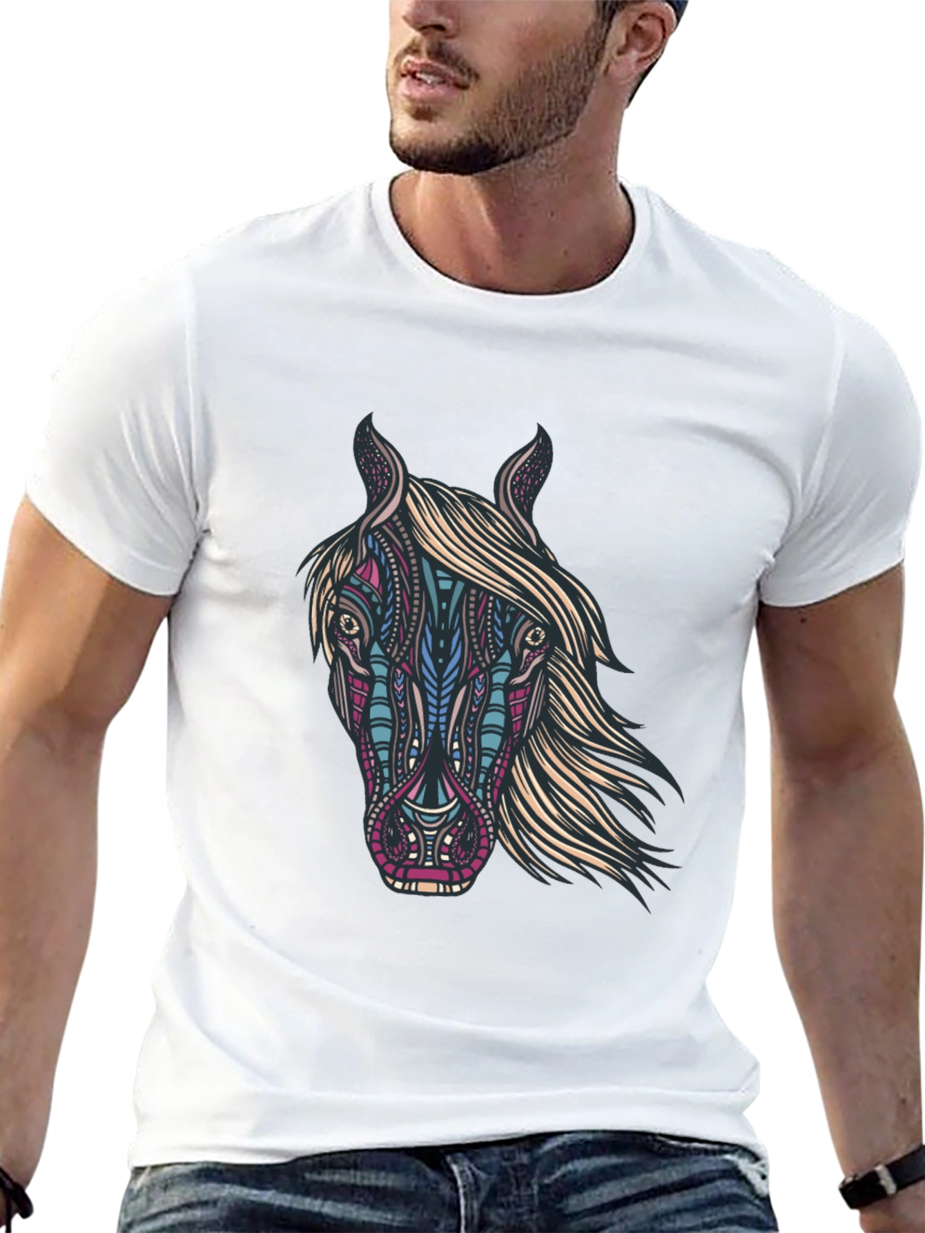 Black Horse Graphic Print Black T-Shirt view 13