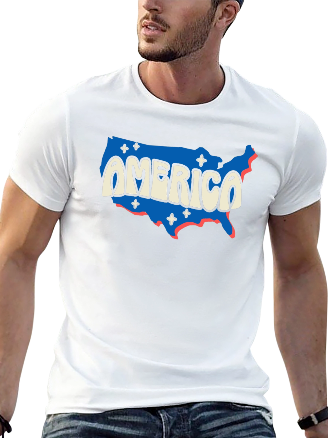 Black Retro America Map Graphic T-Shirt view 13