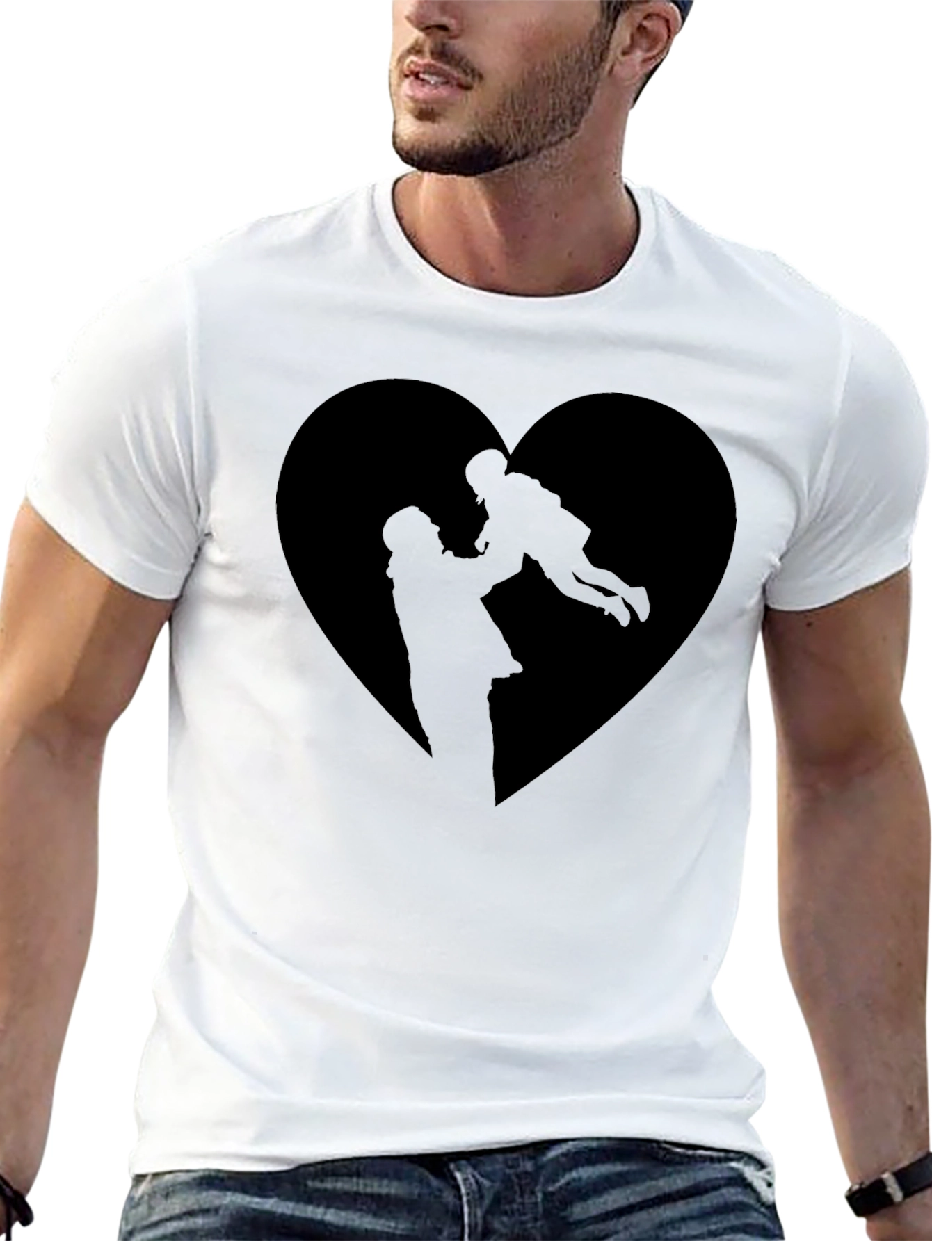 Black Heart Silhouette Graphic Tee - Father & Child view 13