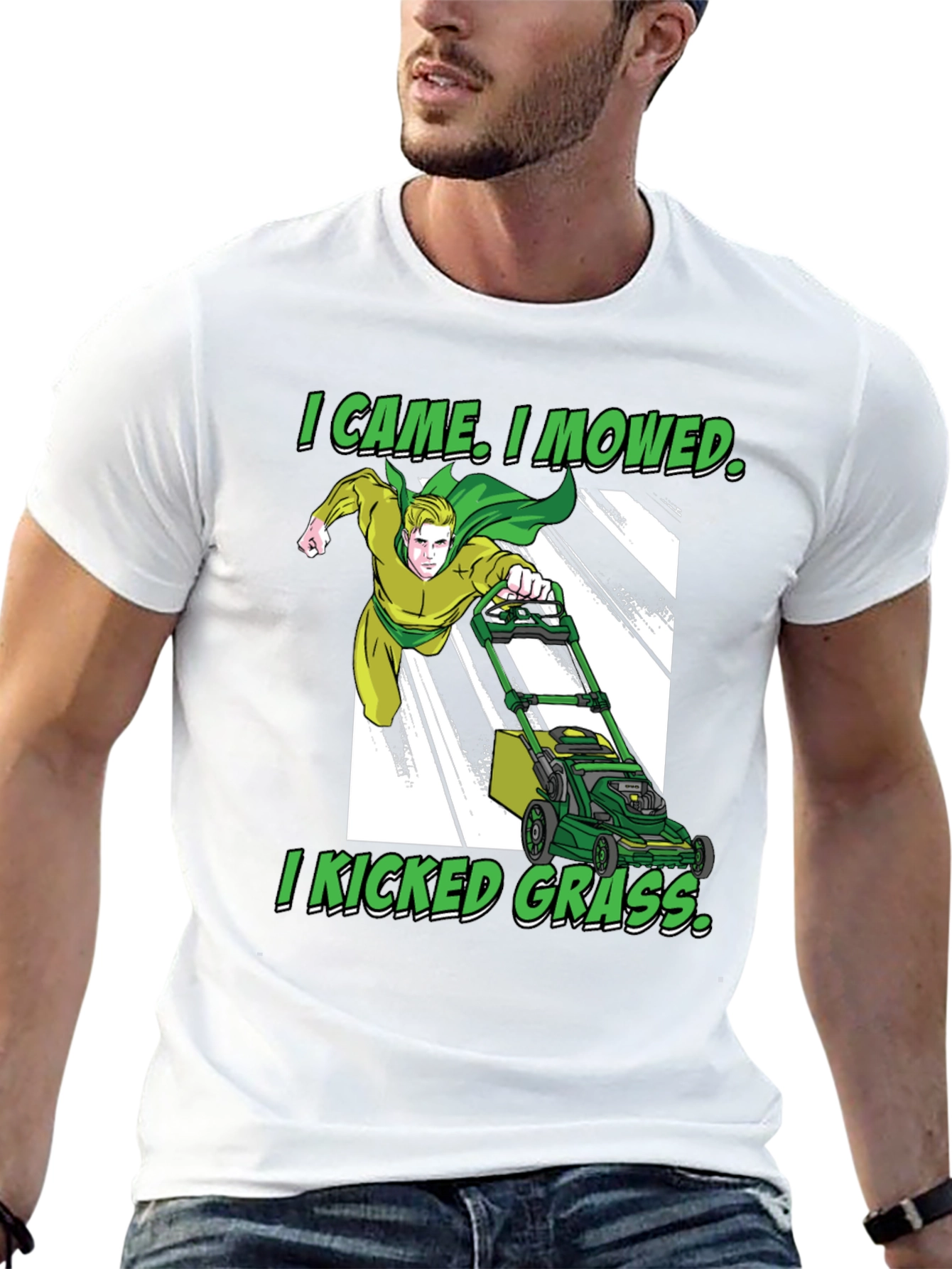 Black I Came I Mowed T-Shirt, Lawn Care Humor view 13