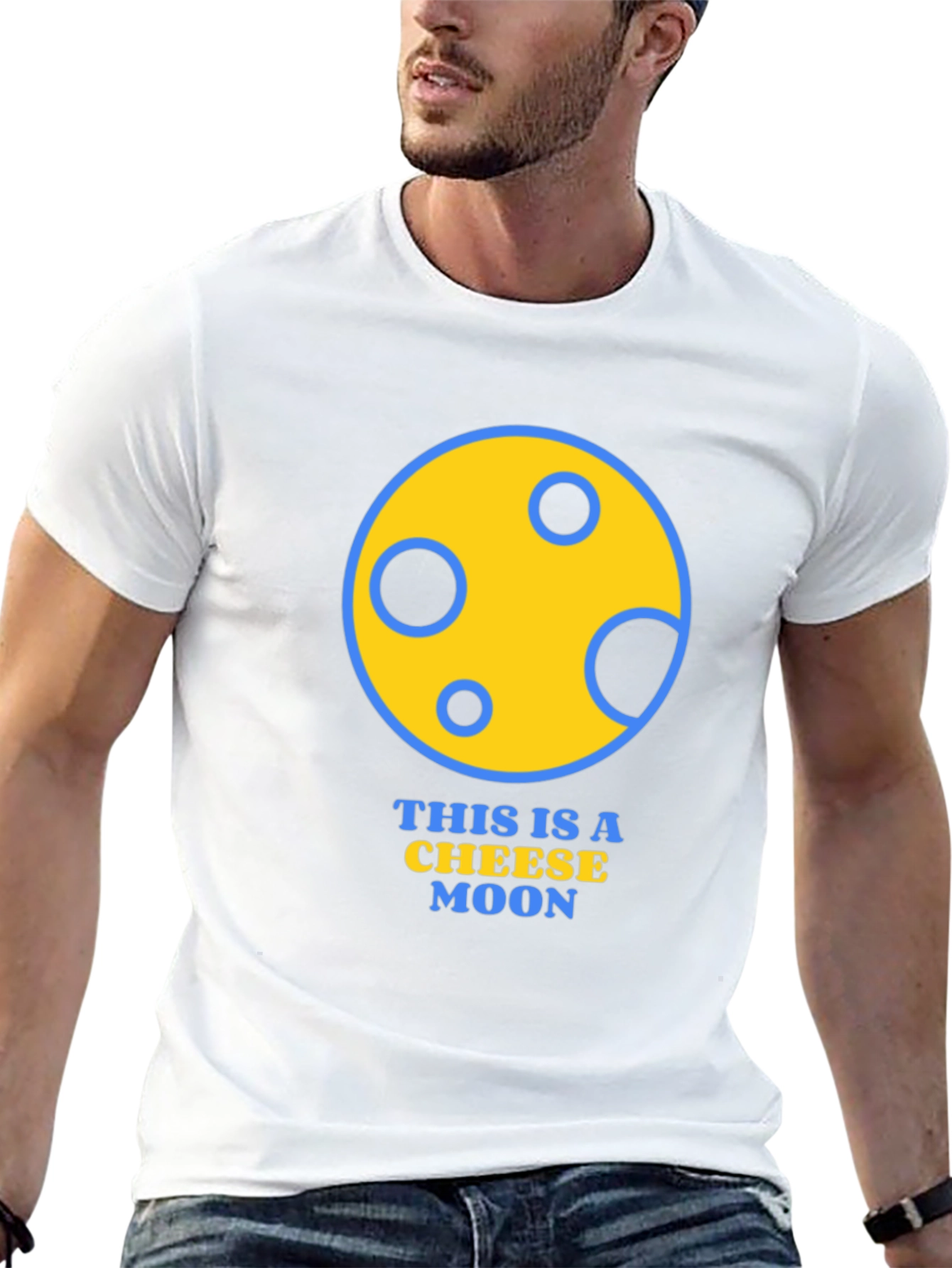 Black Cheese Moon Graphic T-Shirt - Funny Novelty Tee view 13