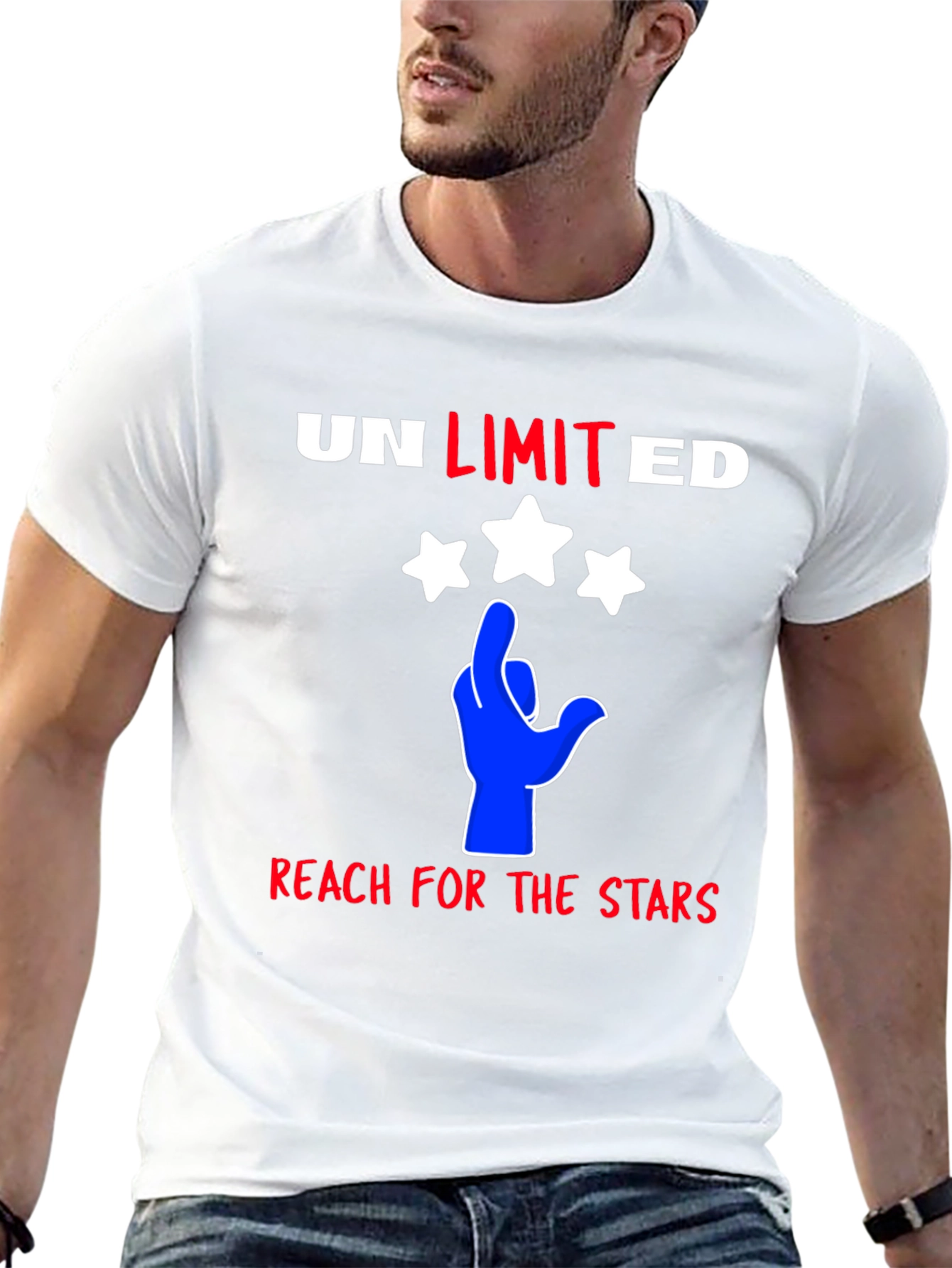 Black Unlimited Reach T-Shirt - Patriotic Hand Stars view 13