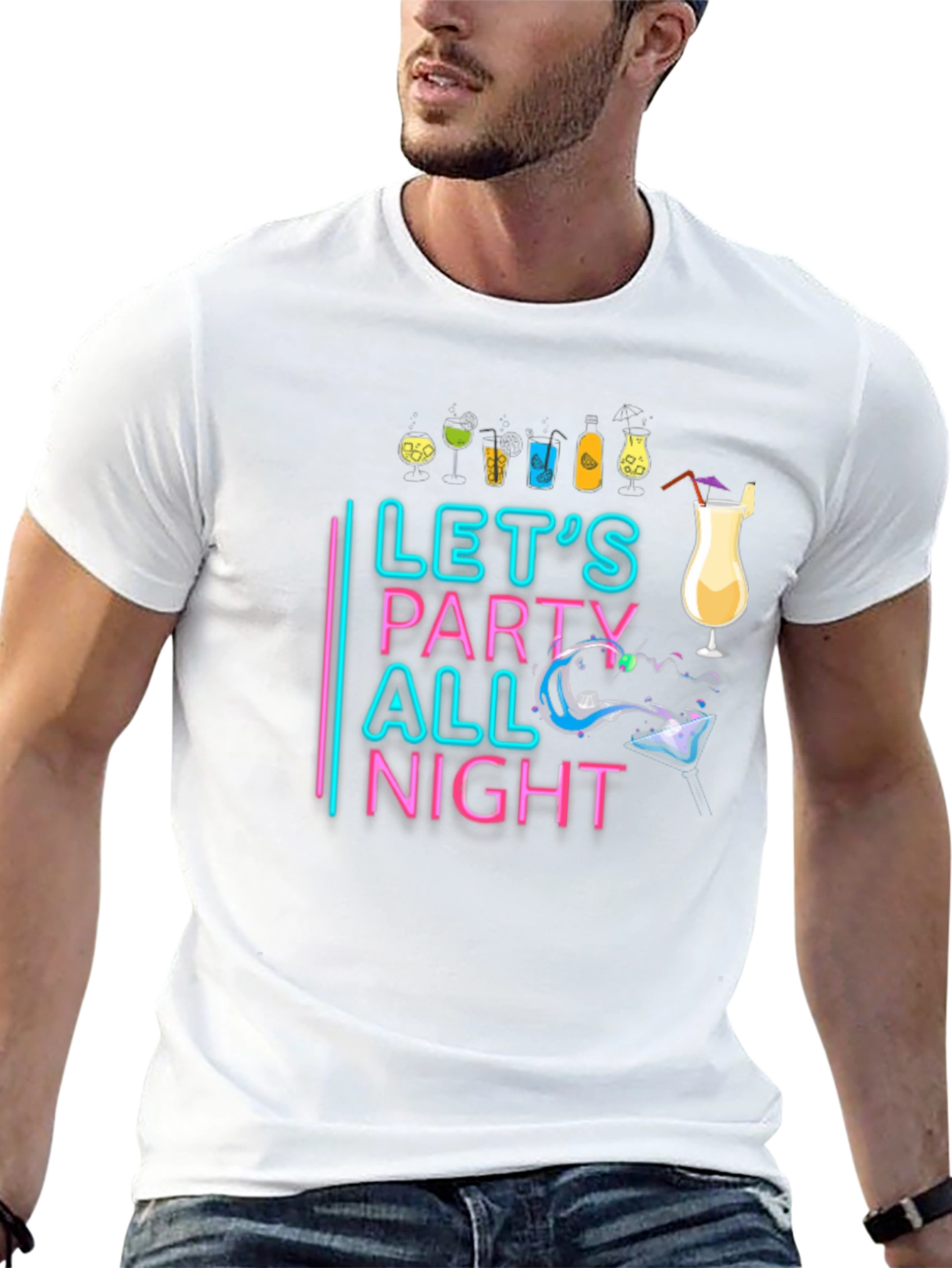 Black Let's Party All Night Black T-Shirt view 13
