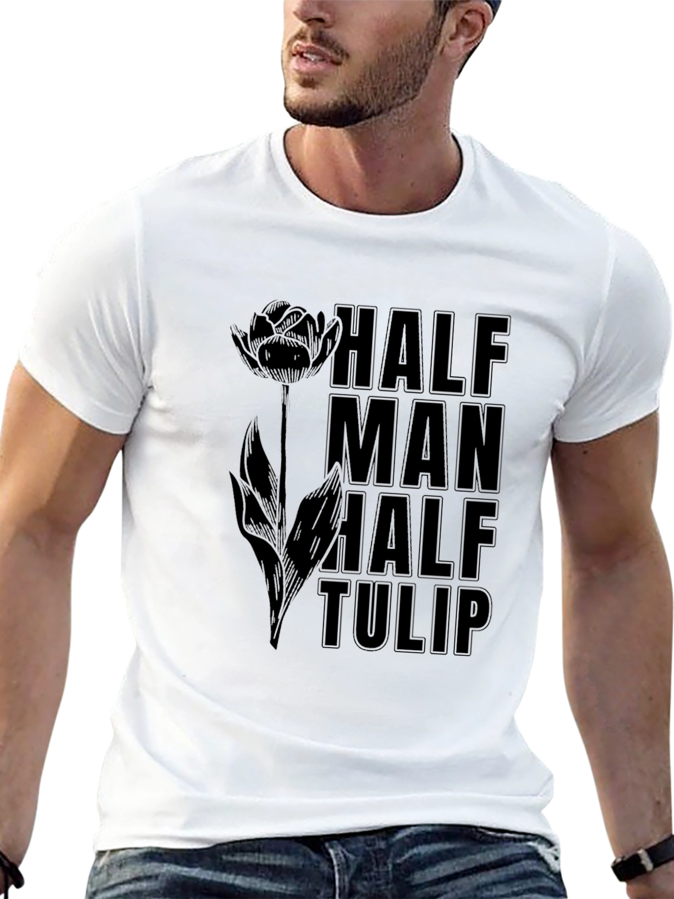 Black Half Man Half Tulip Graphic Tee view 13