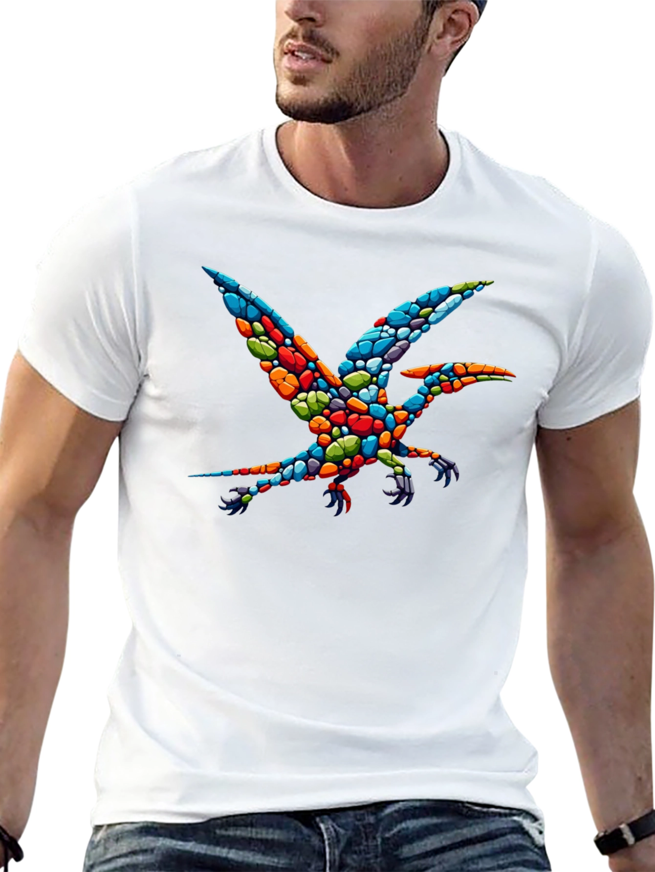 Black Colorful Pterodactyl Graphic Tee - Black view 13