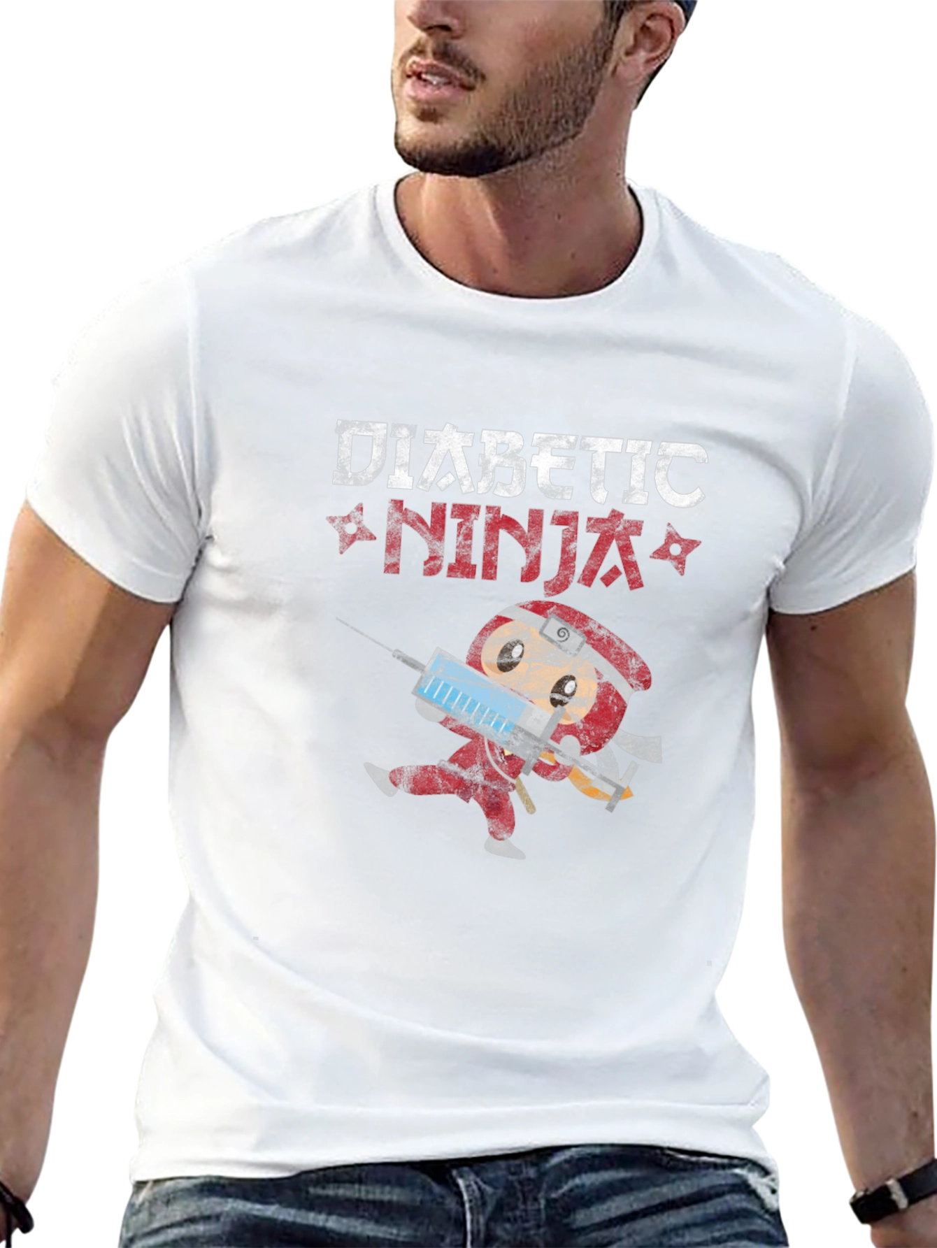 Black Diabetic Ninja Novelty T-Shirt view 13