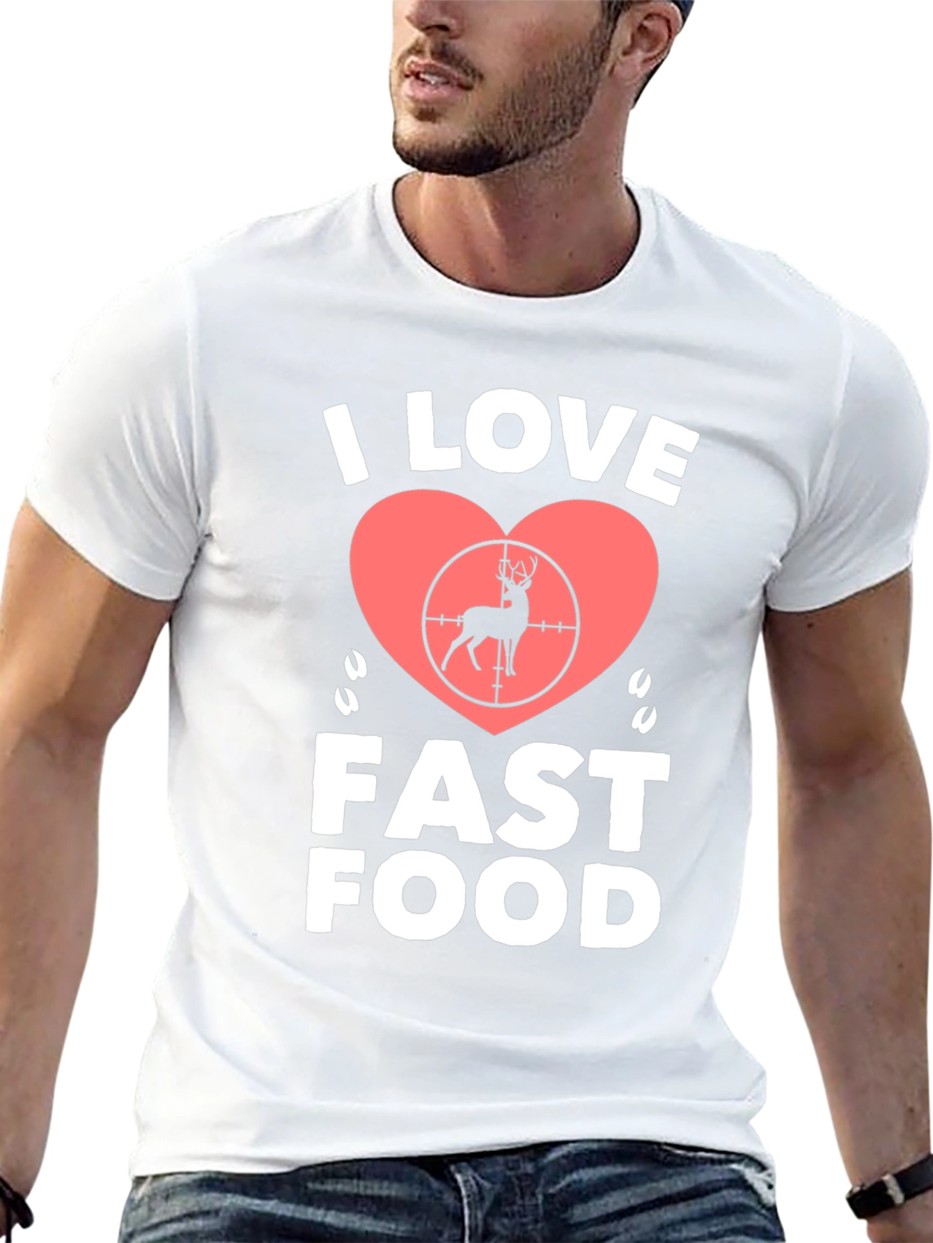 Black I Love Fast Food Deer Hunting T-Shirt view 13