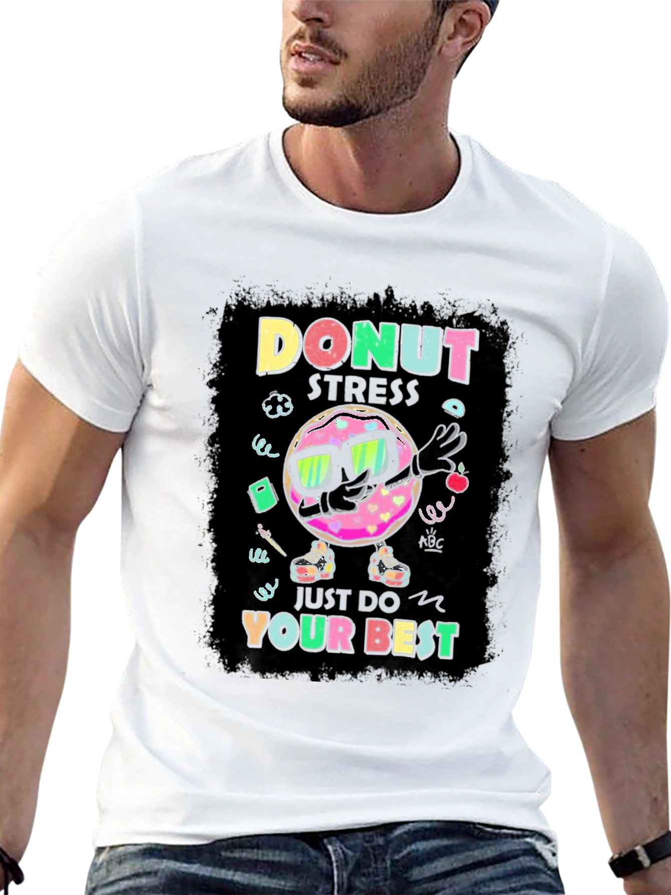 Black Donut Stress T-Shirt - Funny Motivational Tee view 13