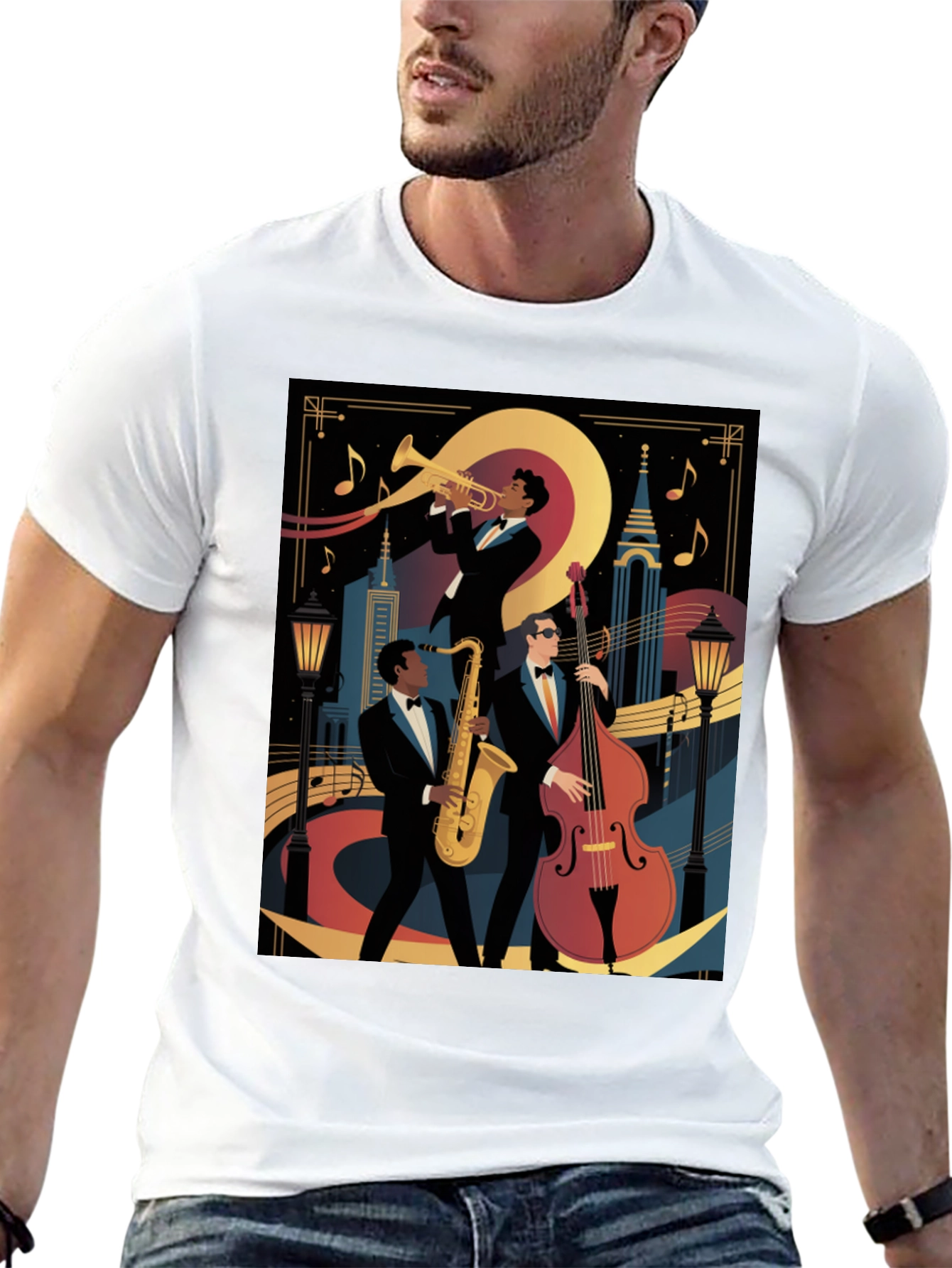 Black Jazz Band Graphic Black T-Shirt view 13