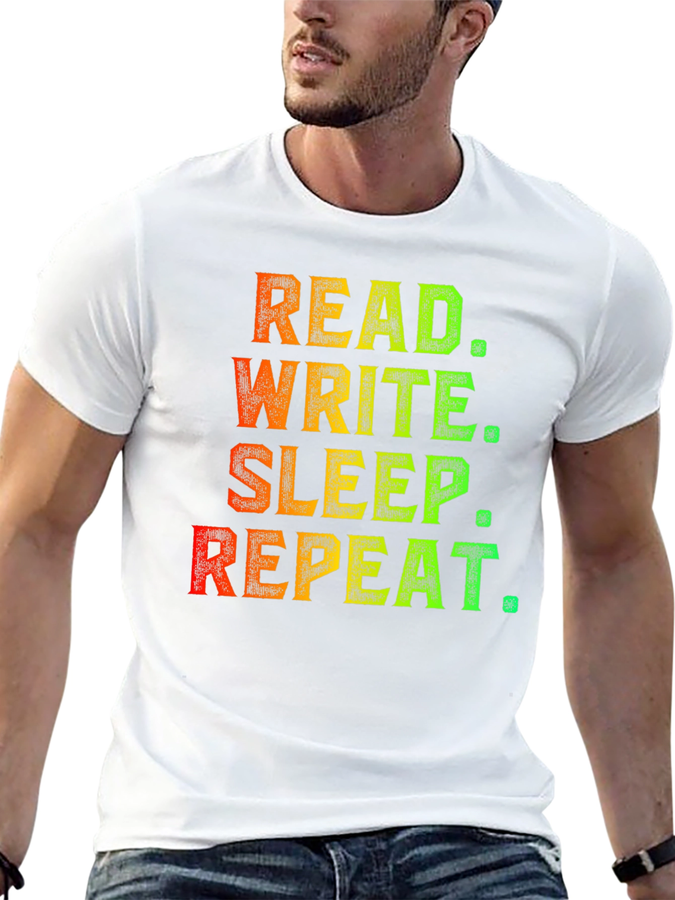 Black Read Write Sleep Repeat Graphic T-Shirt view 13