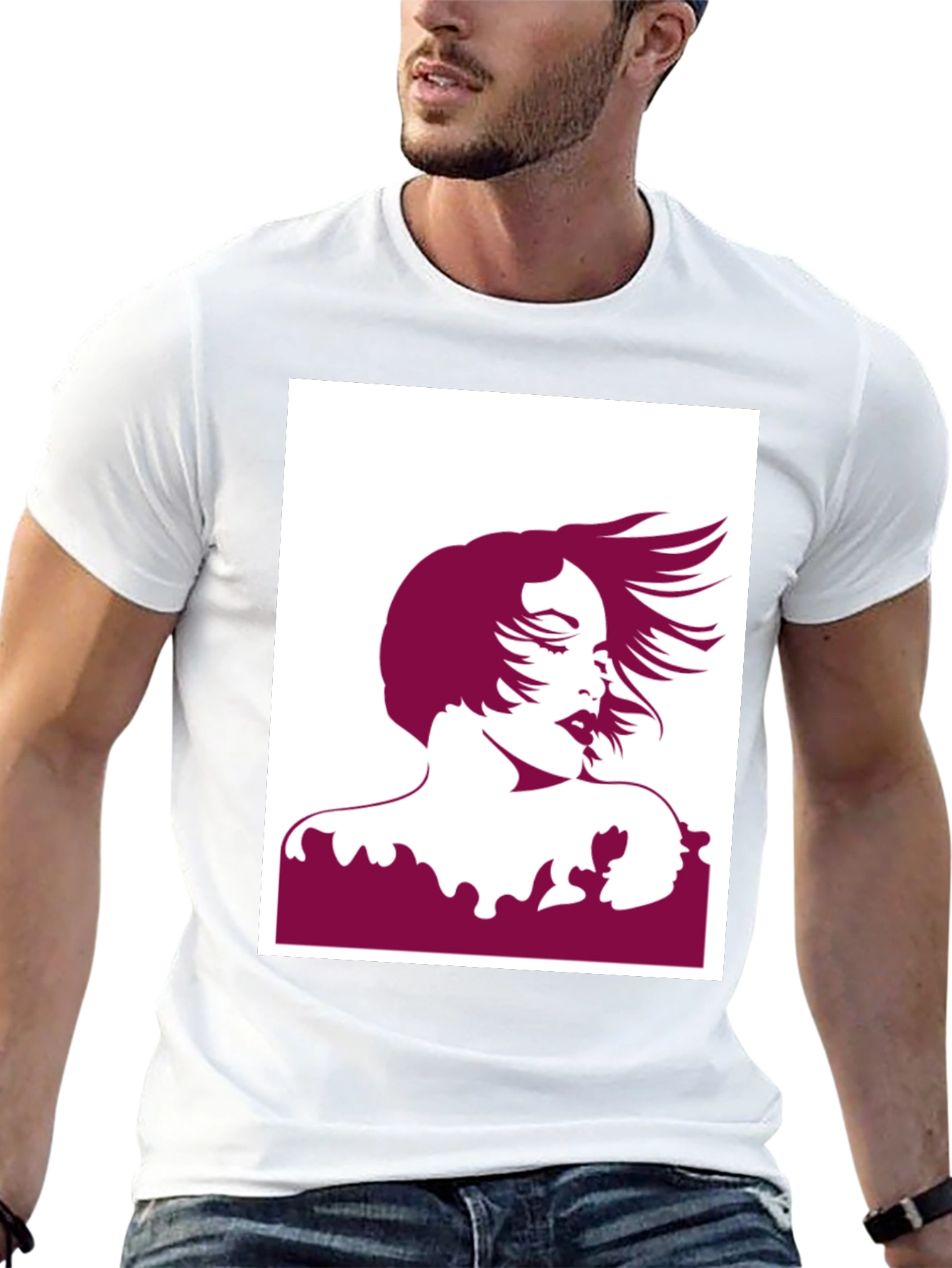 Black Silhouette Graphic Tee - Black Cotton Blend view 13