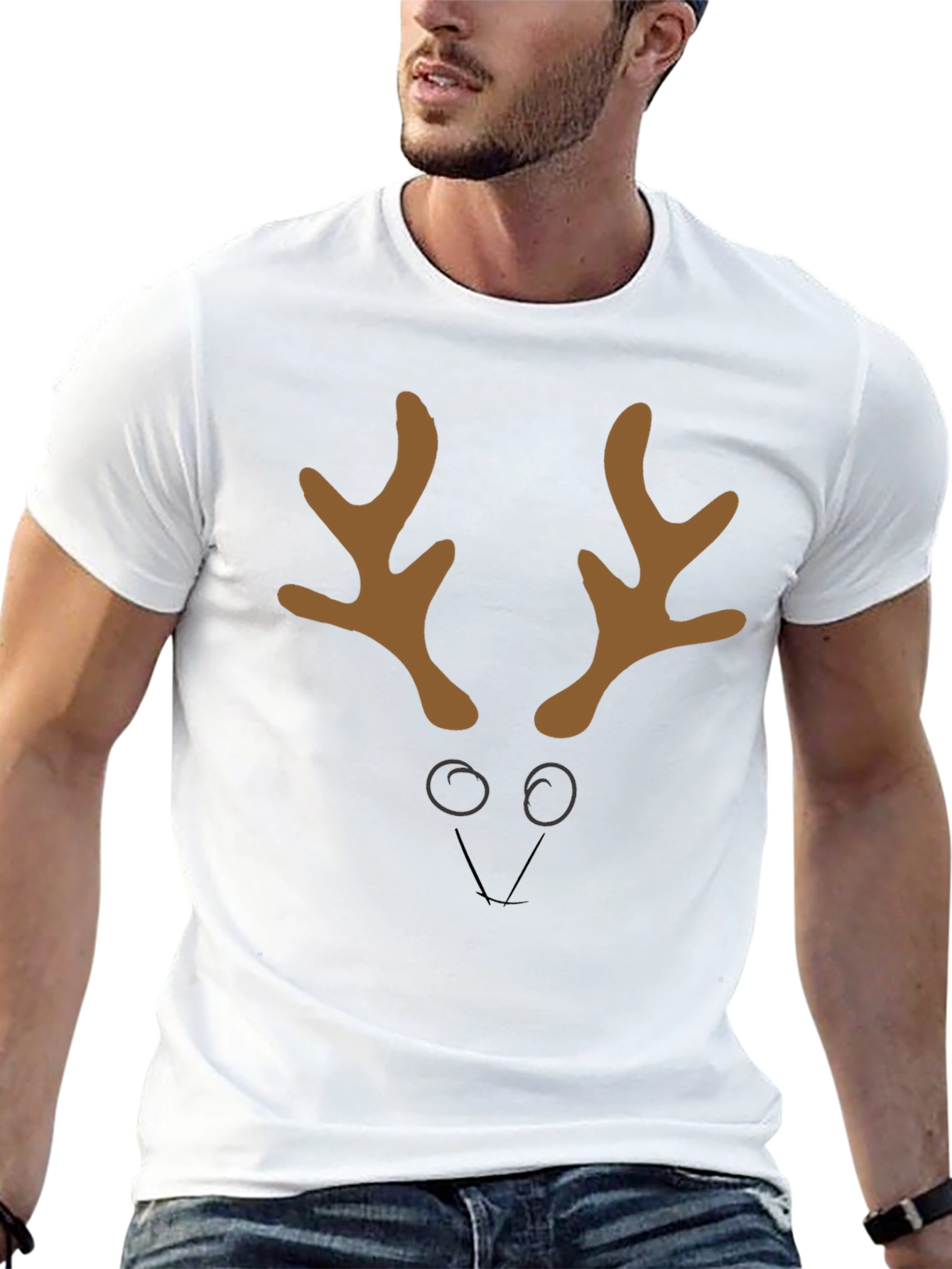 Black Reindeer Face Graphic Tee - Holiday Style view 13