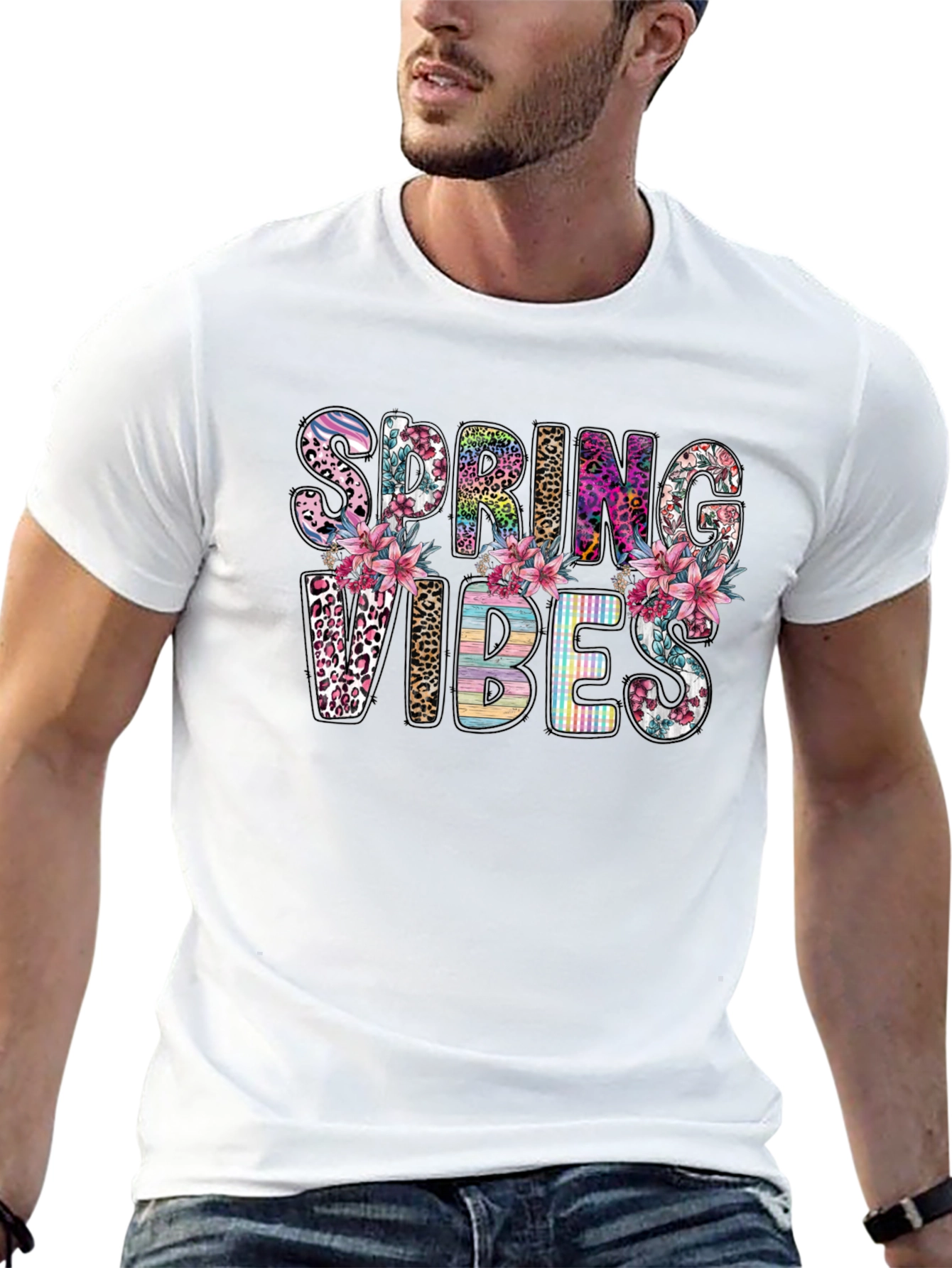 Black Spring Vibes Floral Graphic T-Shirt view 13