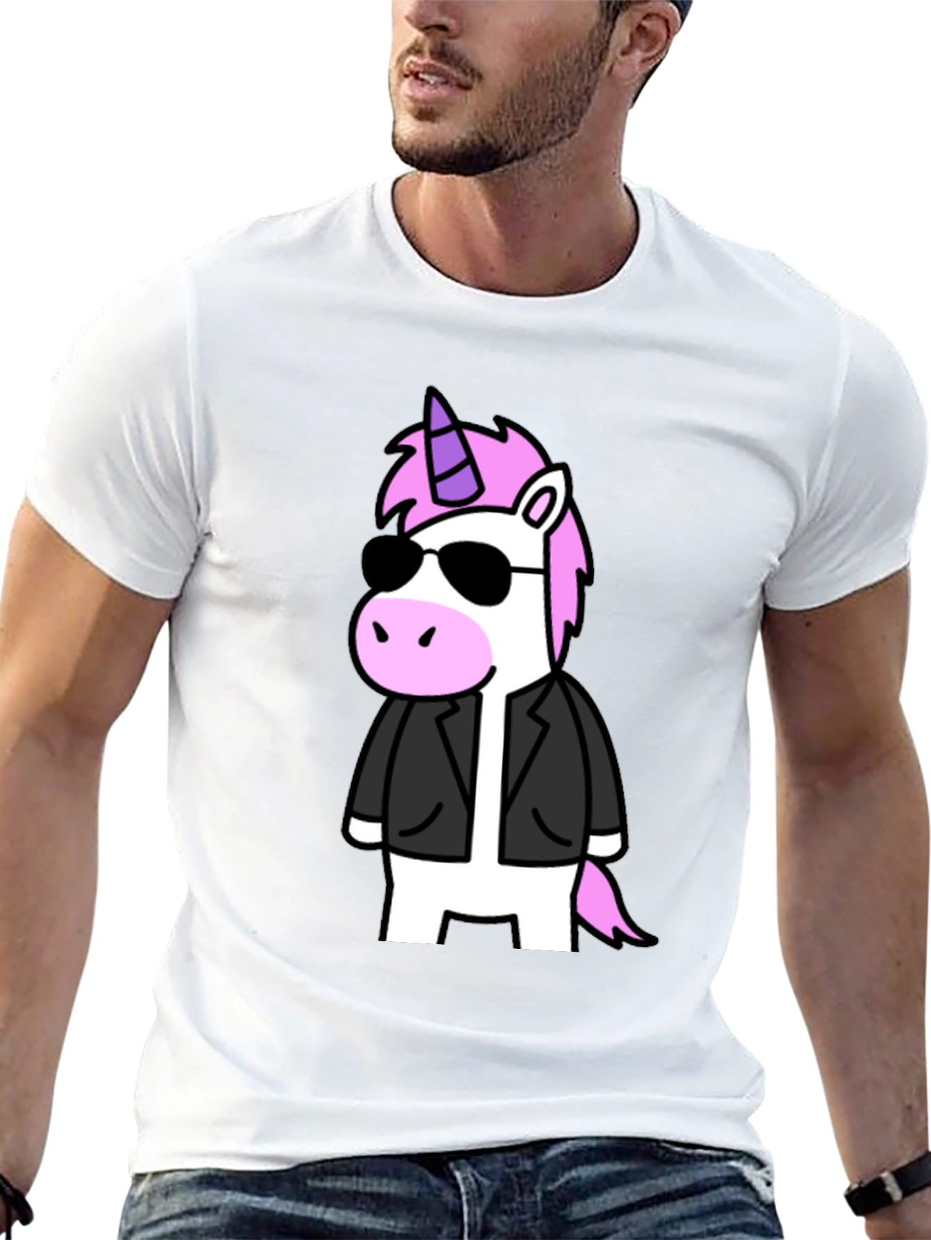 Black Cool Unicorn Graphic T-Shirt - Black view 13