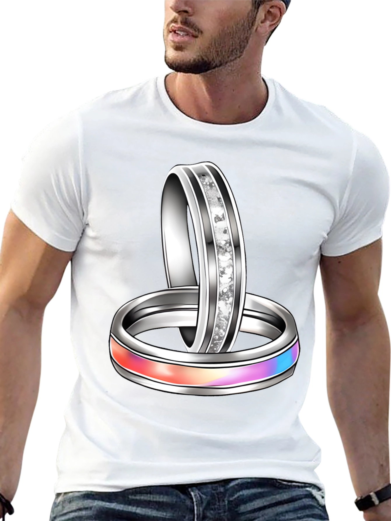 Black Rings Graphic T-Shirt Novelty Fashion Top view 13