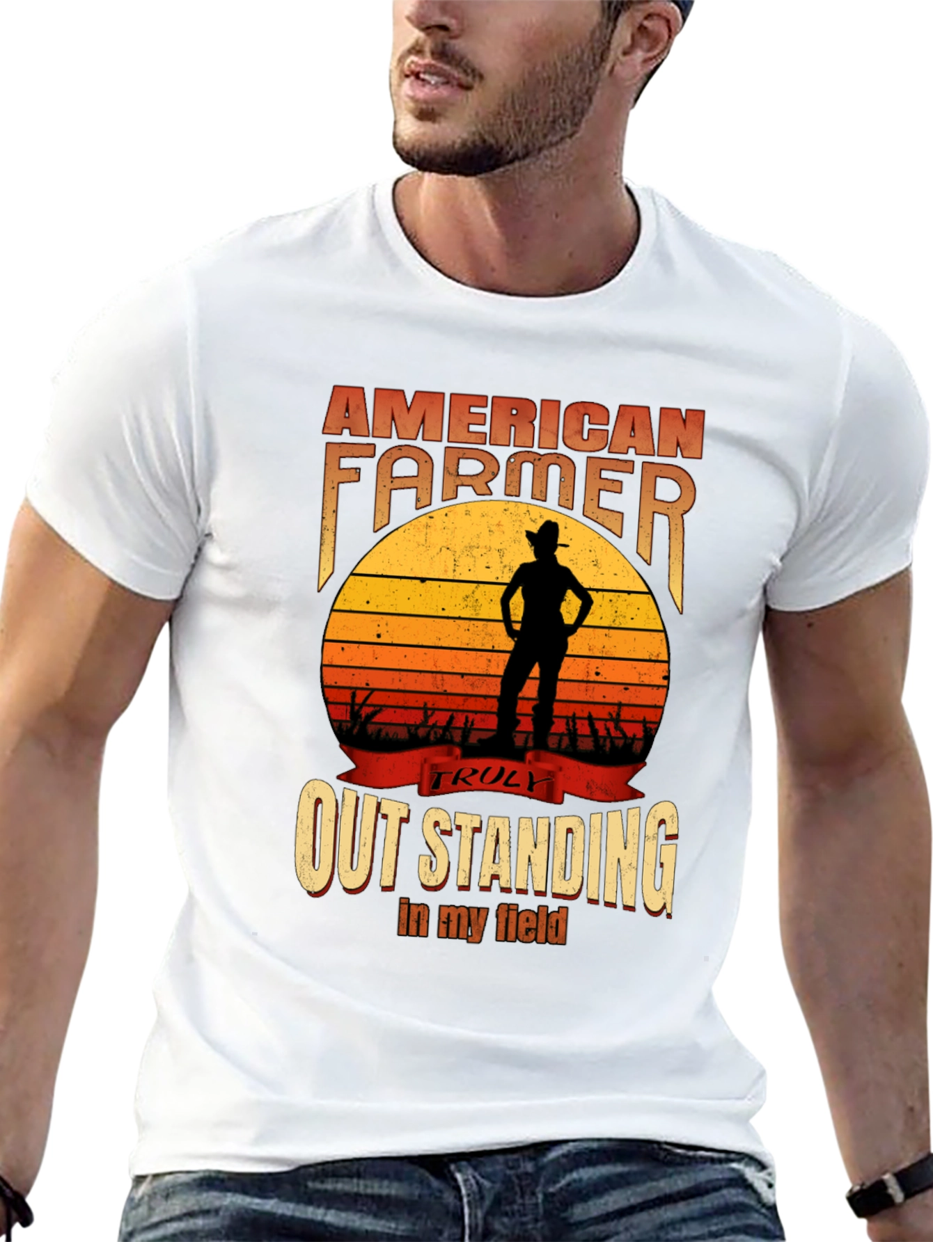Black American Farmer Graphic T-Shirt - Outstanding in My Field view 13