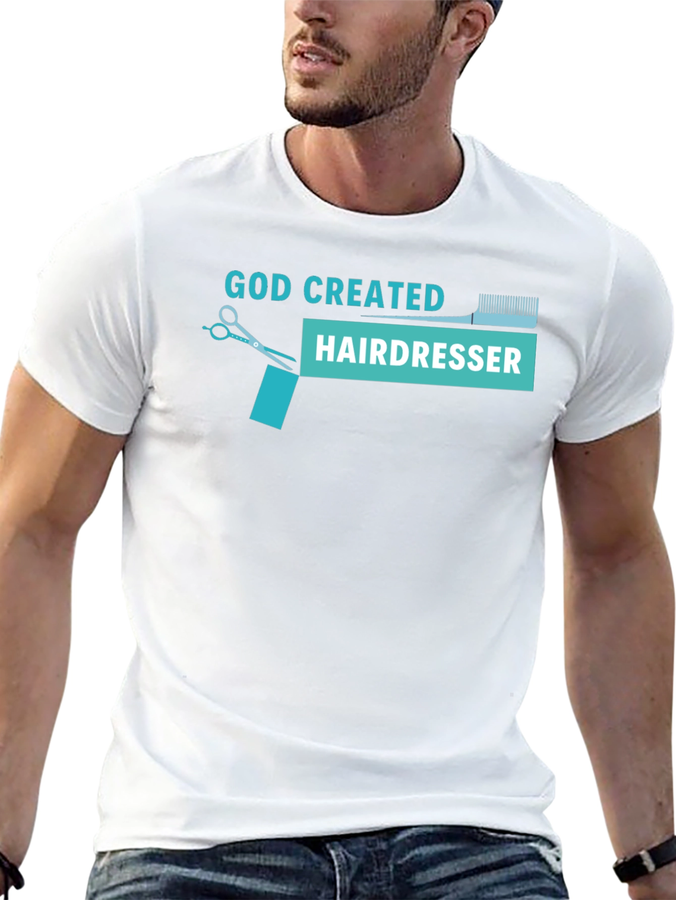 Black God Created Hairdresser T-Shirt - Black view 13