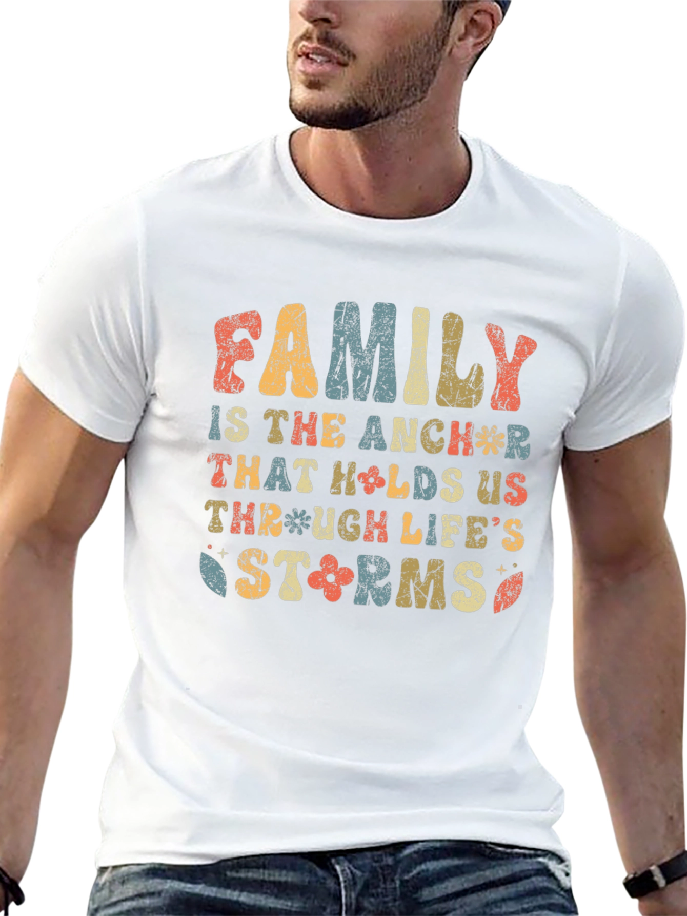 Black Family Anchor Retro Graphic T-Shirt view 13