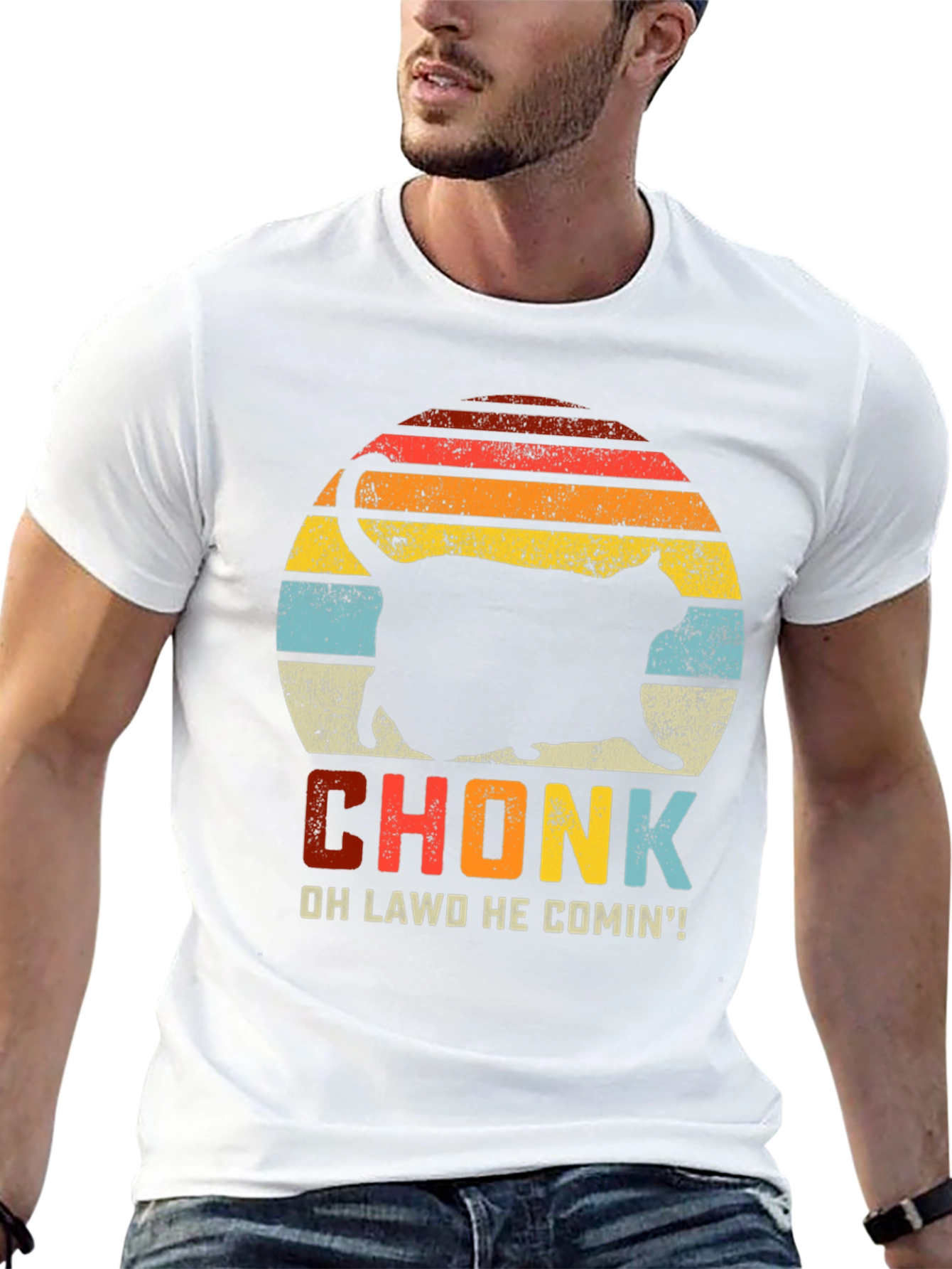 Black Chonk Cat T-Shirt: Oh Lawd He Comin'! view 13