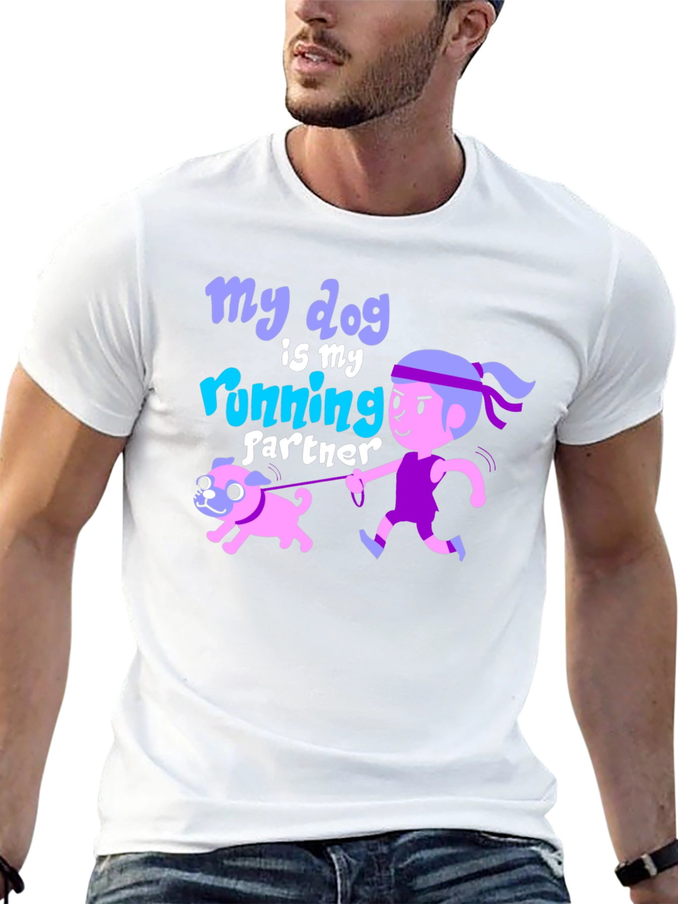 Black Dog Running Partner Graphic Tee - Fun Animal Lover Shirt view 13