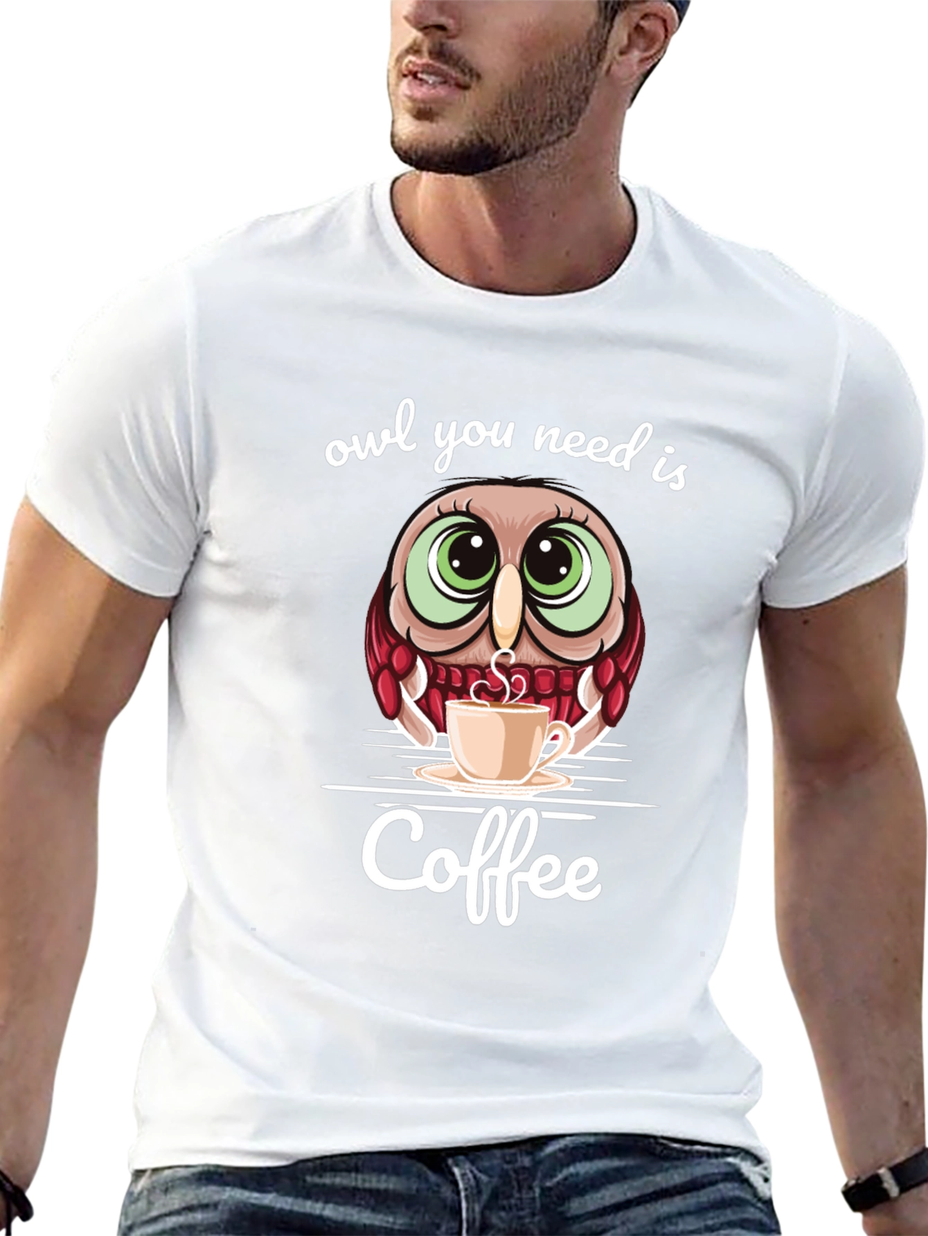 Black Owl You Need Is Coffee Graphic Tee view 13