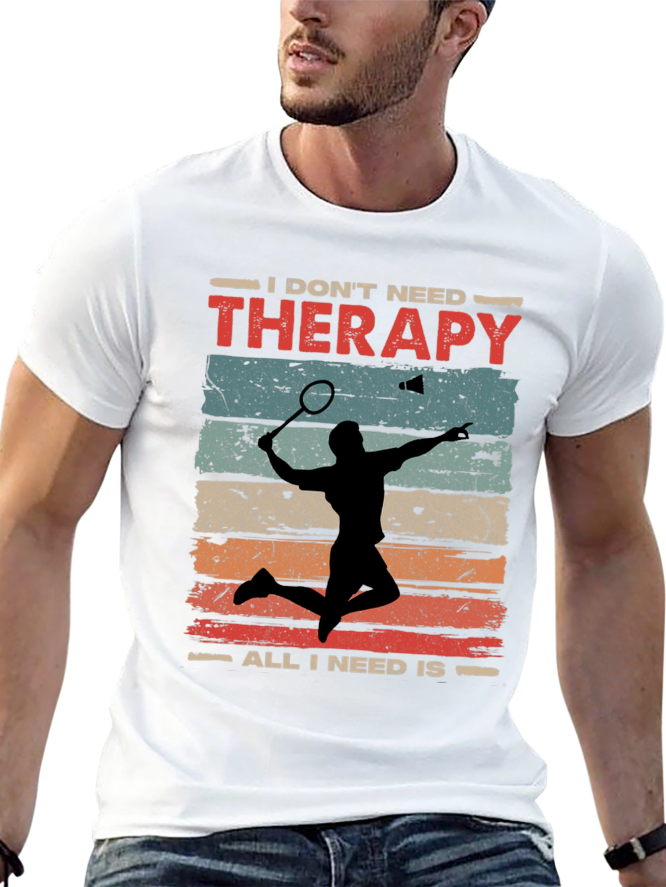 Black Badminton Therapy Tee - I Don't Need Therapy T-Shirt view 13