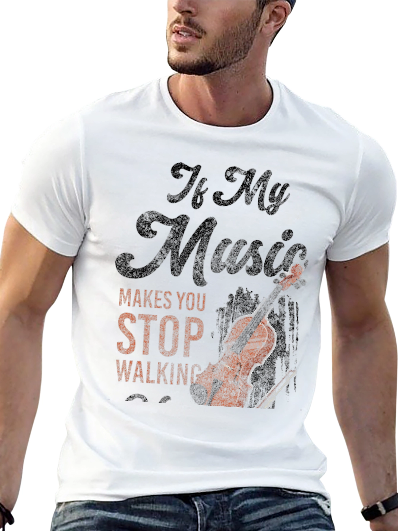Black Music Makes You Stop Walking Men's T-Shirt view 13
