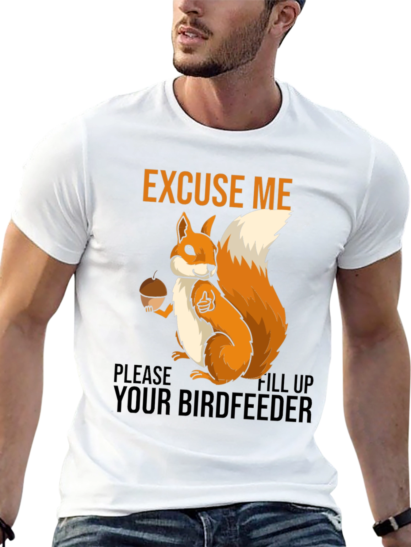 Black Excuse Me Squirrel T-Shirt - Fill Your Birdfeeder! view 13