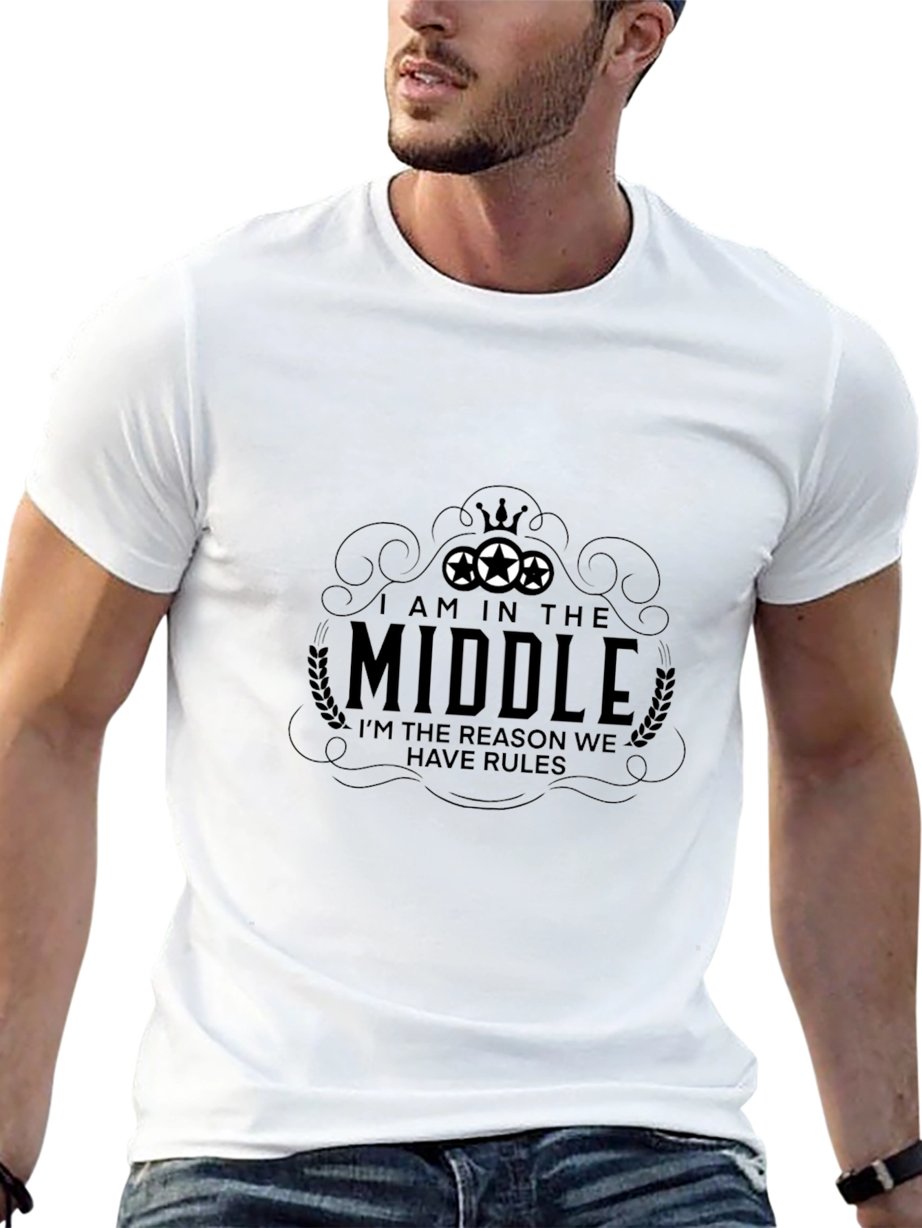 Black I Am In The Middle T-Shirt view 13