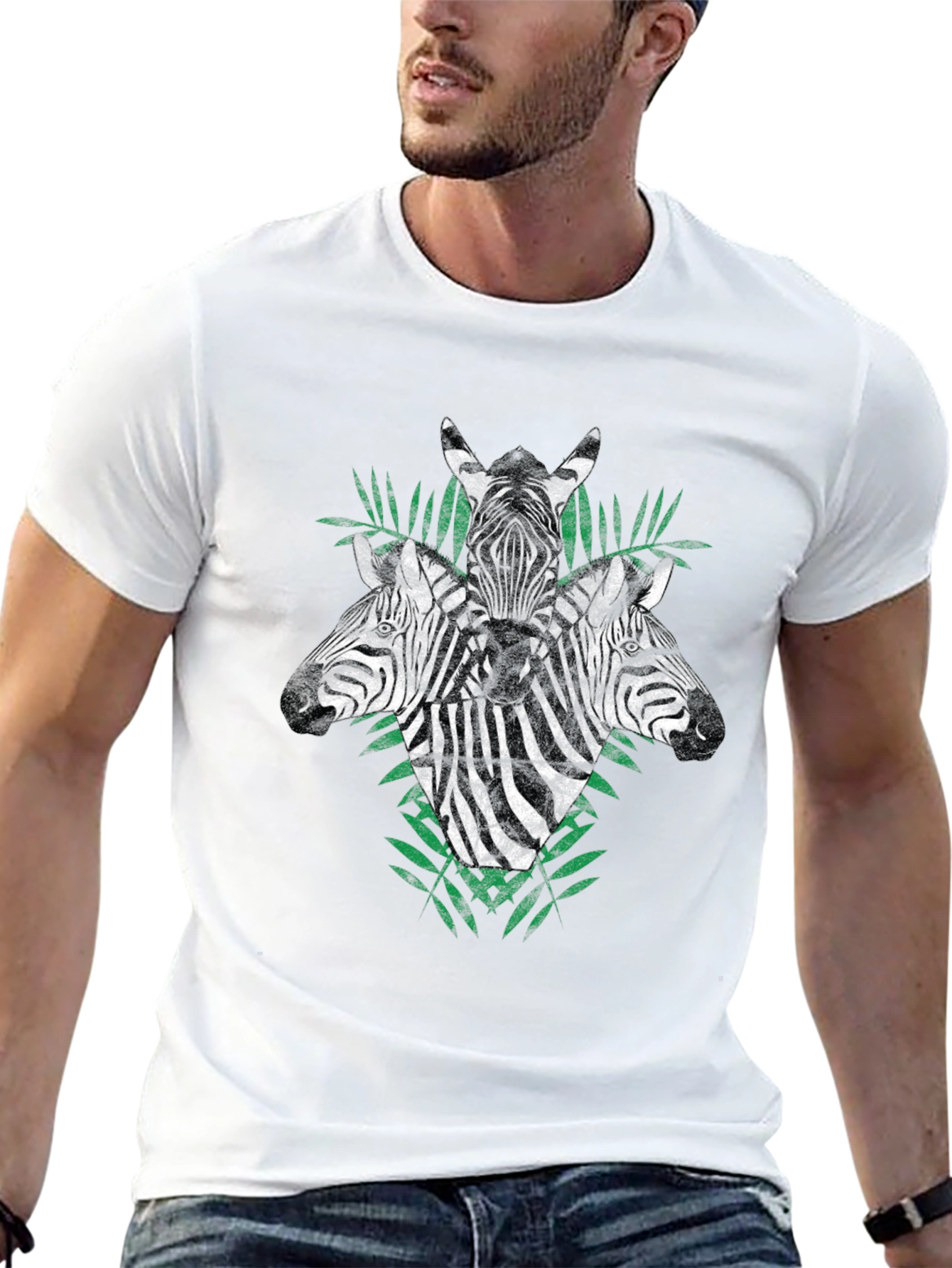 Zebra Head Graphic Print Black T-Shirt - 13