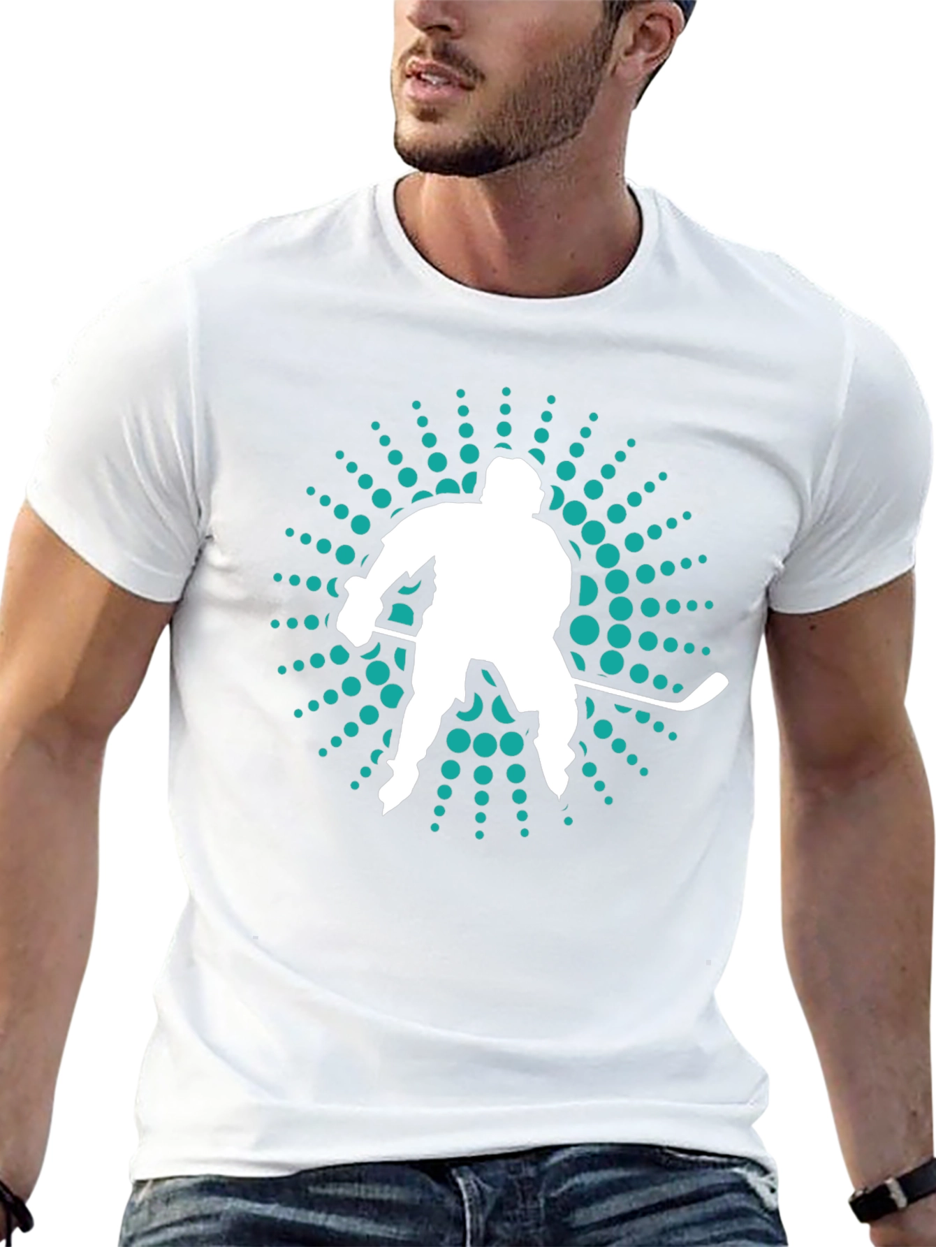 Black Hockey Player Graphic Tee - Sporty Men's T-Shirt view 13