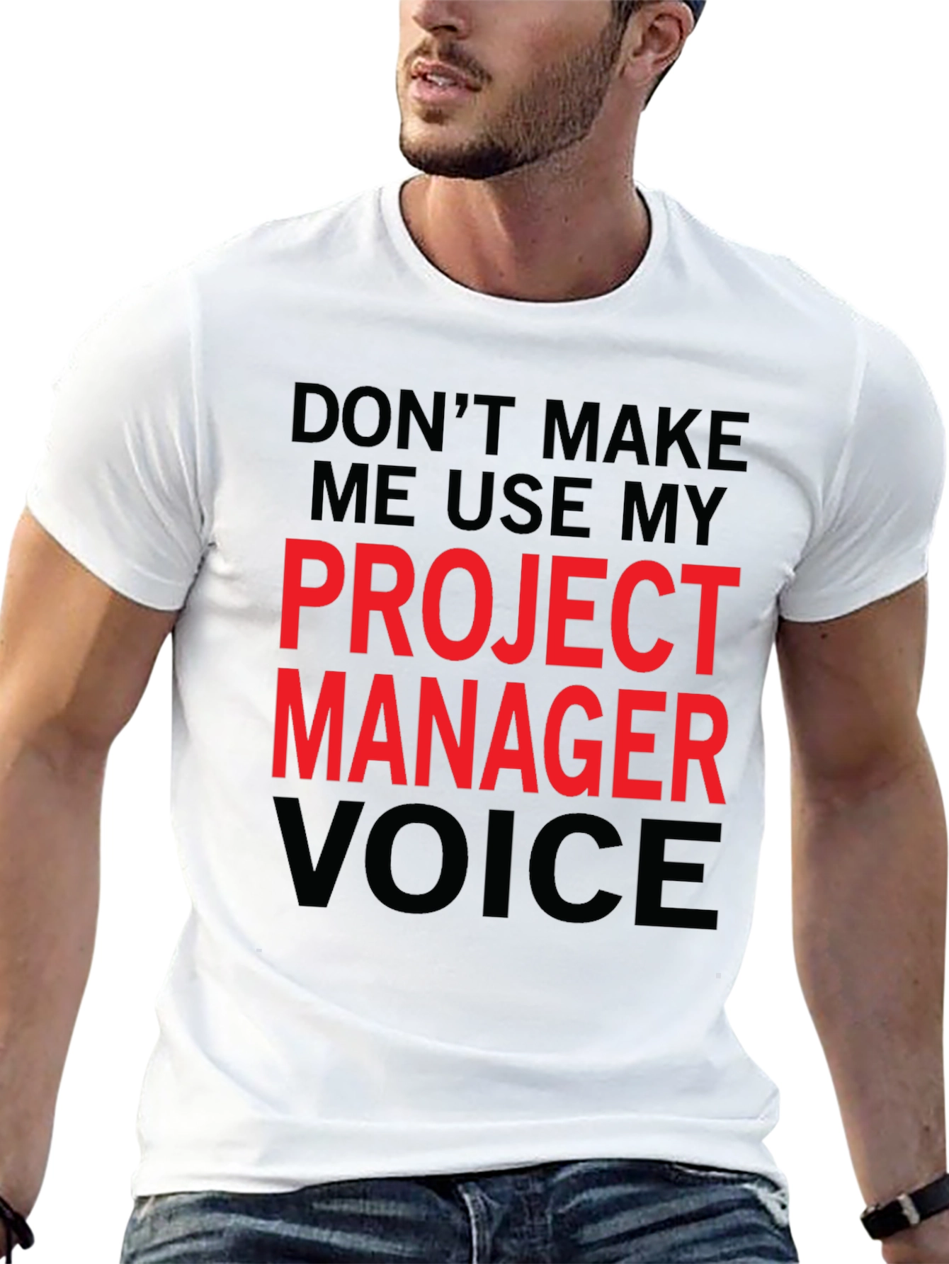 Black Project Manager Voice Funny T-Shirt view 13