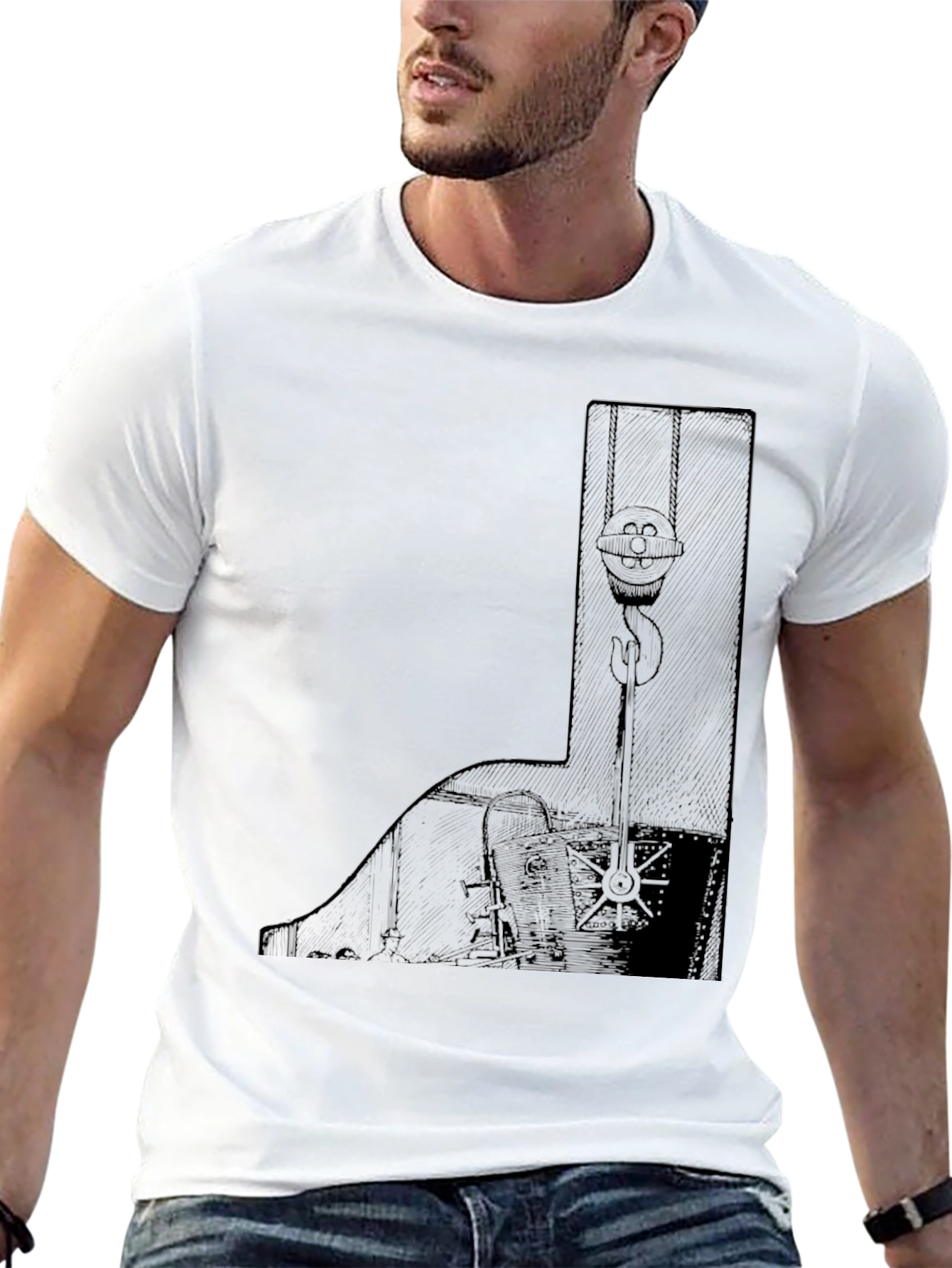 Black Men's Black Graphic Tee - Crane Design view 13