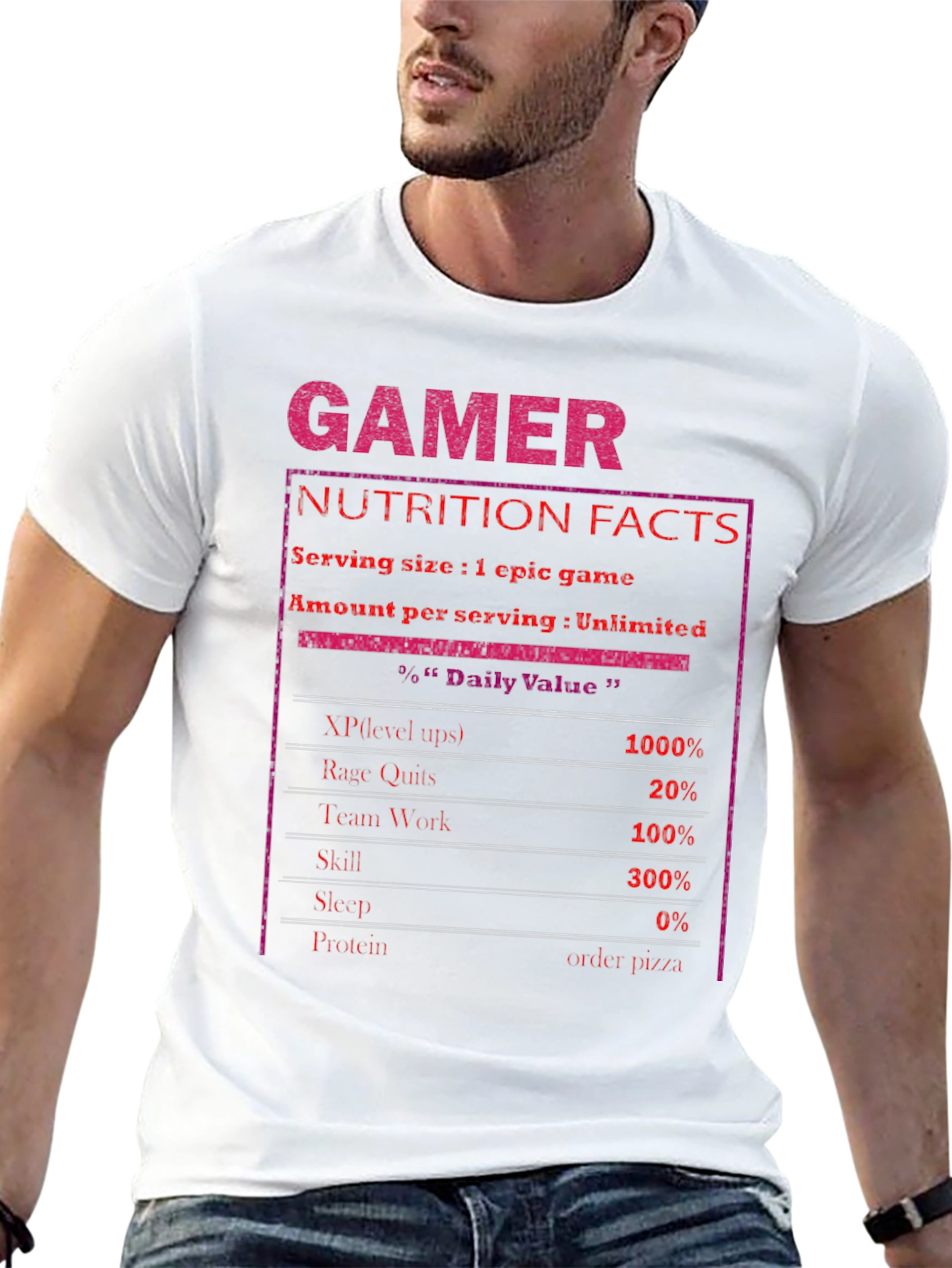Black Gamer Nutrition Facts T-Shirt view 13