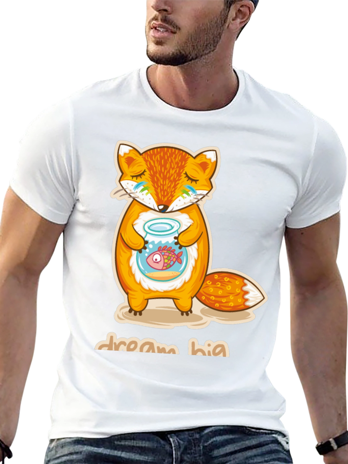 Black Dream Big Fox T-Shirt - Unisex Graphic Tee view 13
