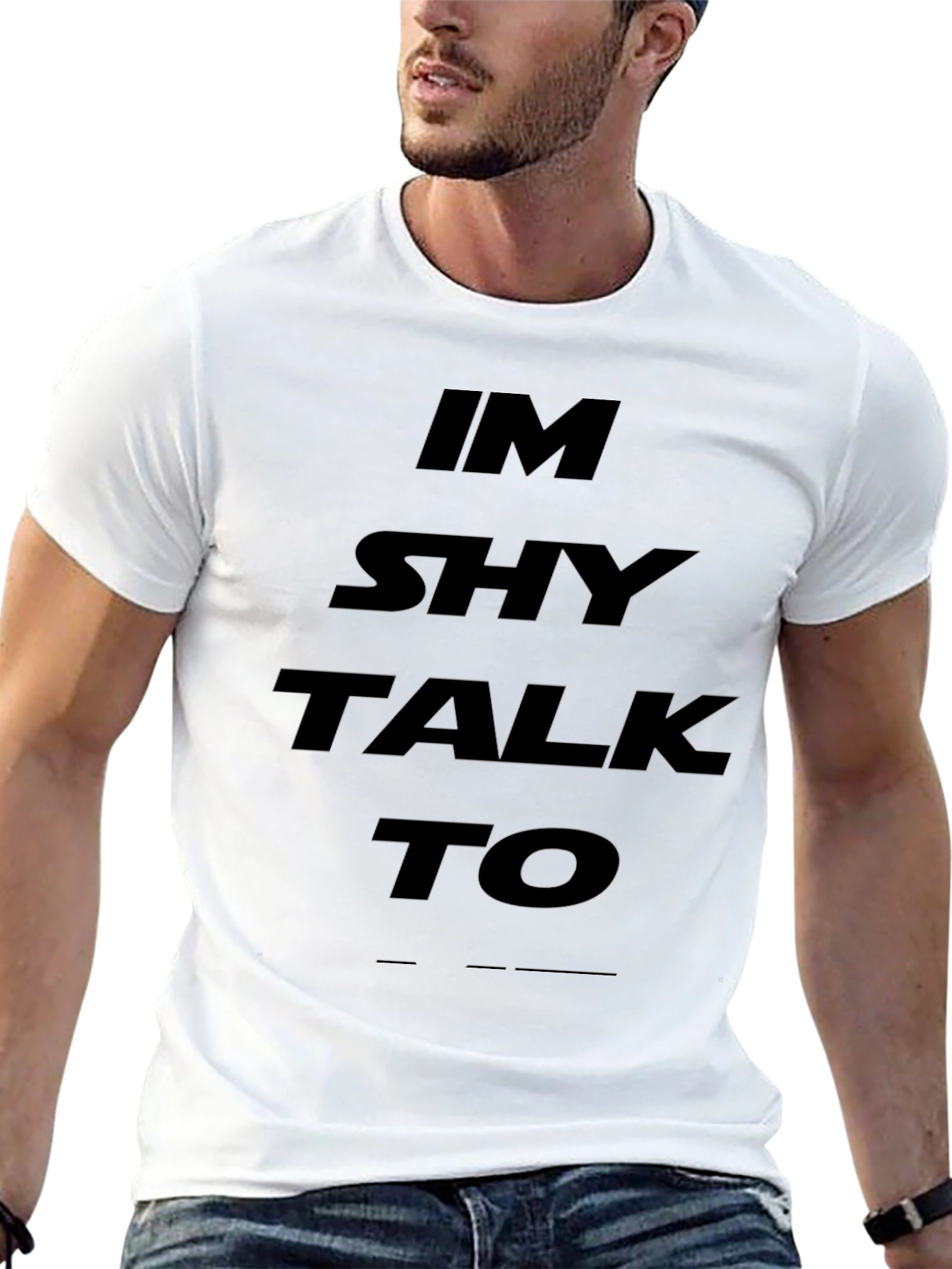 Black Introvert Humor T-Shirt: I'm Shy, Talk To... view 13