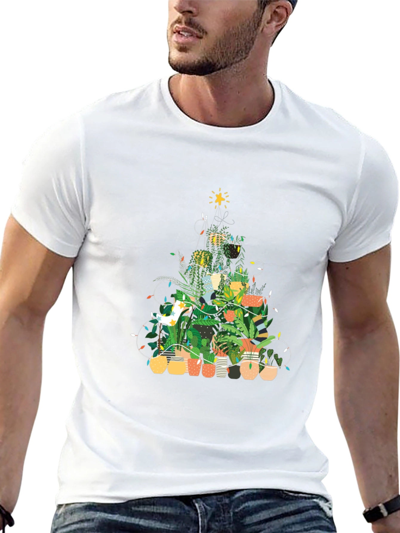 Black Plant Christmas Tree Graphic Tee view 13