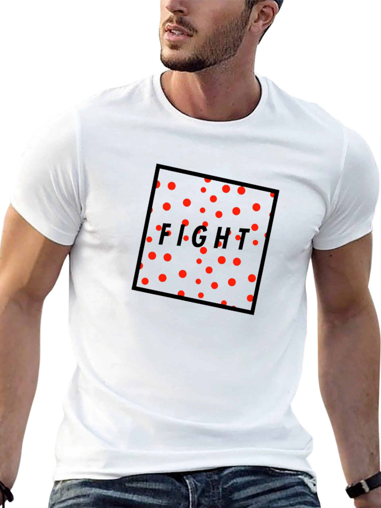 Black Fight Polka Dot Graphic Tee - Black view 13