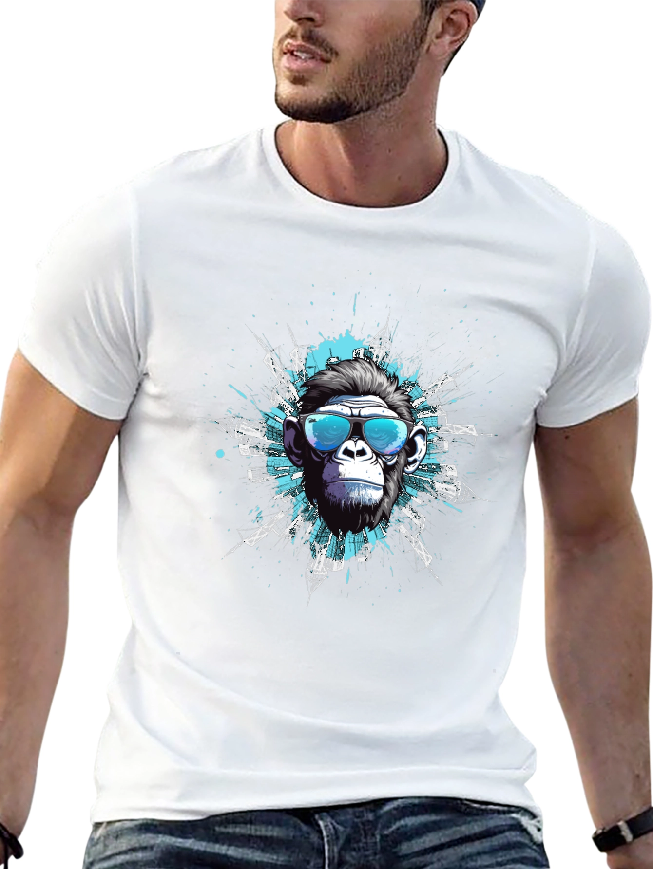 Cool Ape Cityscape Graphic Tee - Black Cotton T-Shirt - 13
