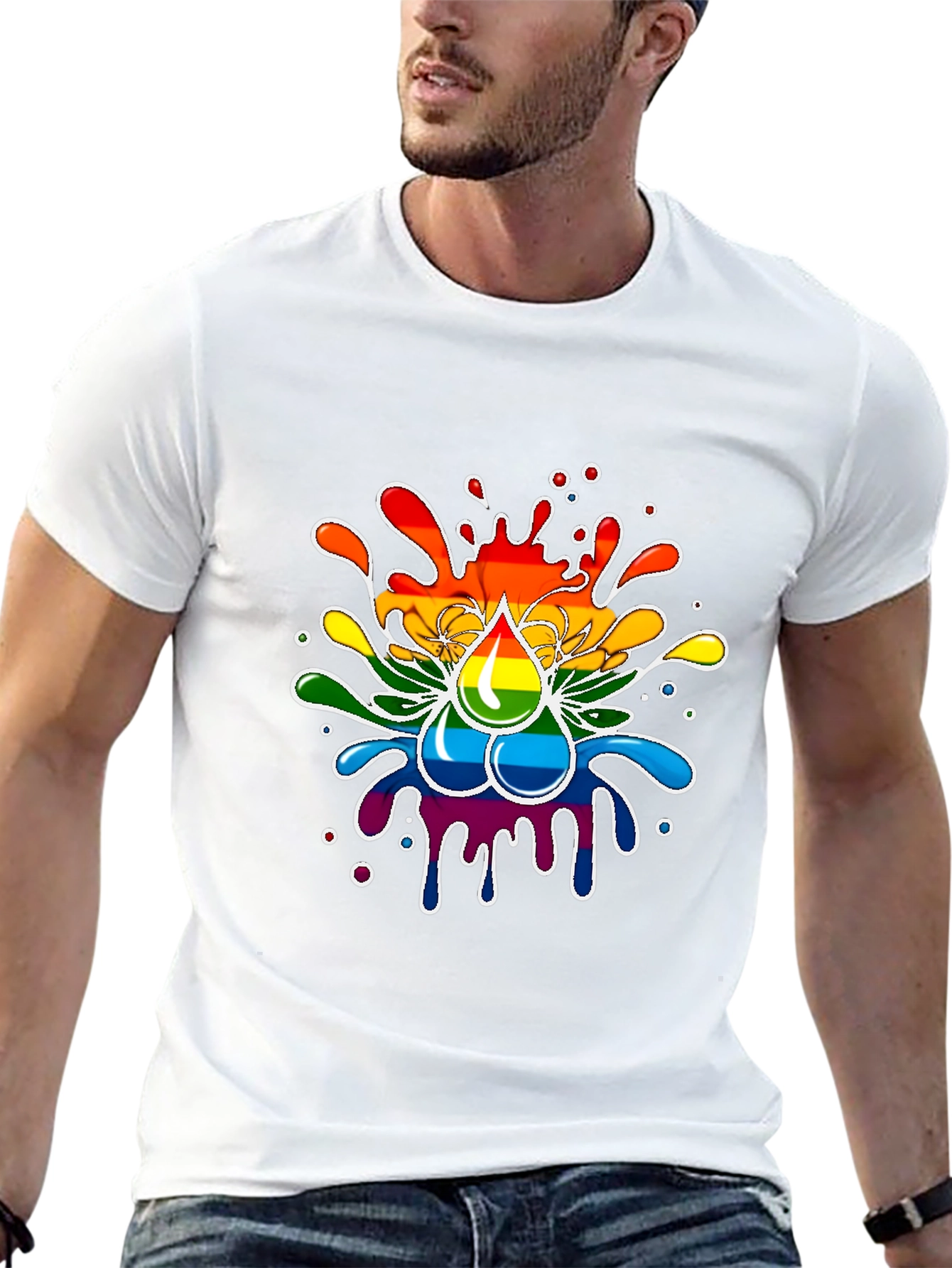 Black Rainbow Splash T-Shirt - Pride Inspired Design view 13