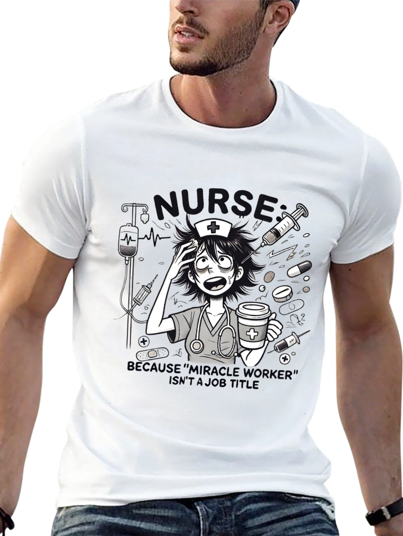 Black Nurse Graphic Tee - Because "Miracle Worker" view 13