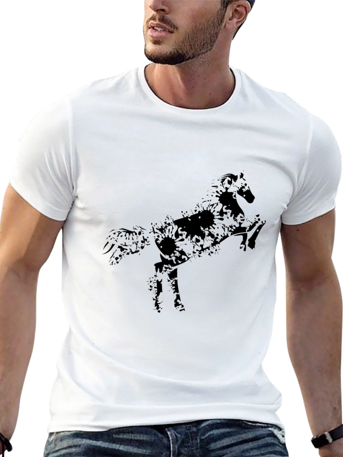 Black Black Horse Graphic Tee - Stylish Men's Casual Shirt view 13