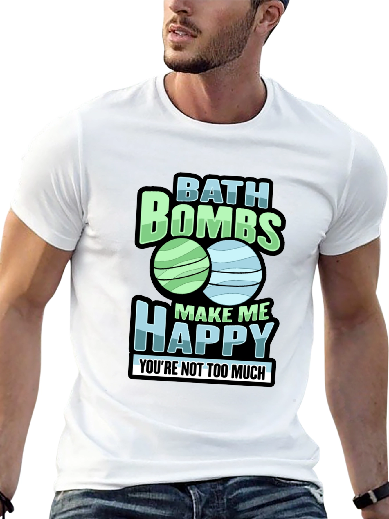 Black Bath Bombs Make Me Happy T-Shirt Funny Bath Lover Tee view 13
