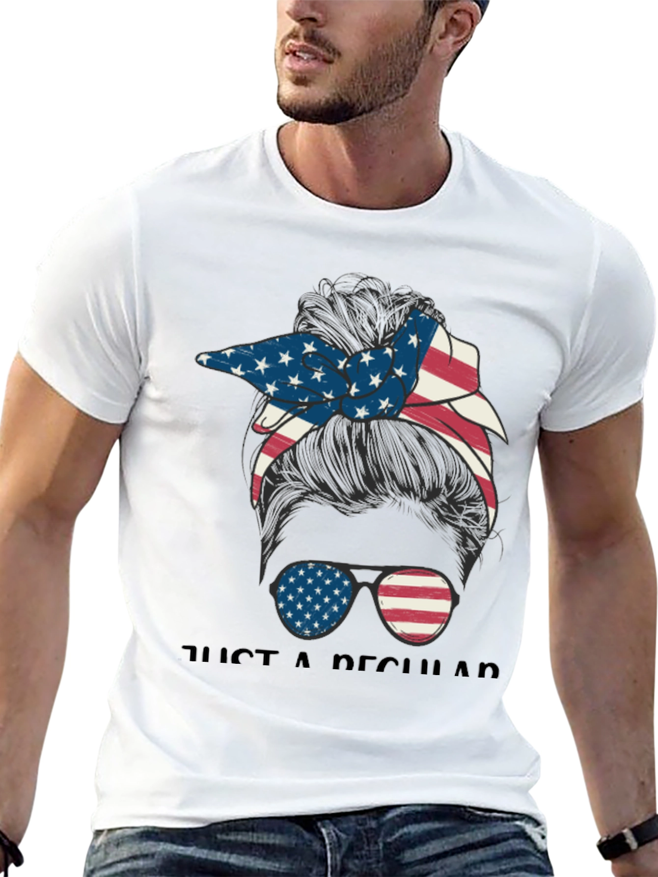 Black Patriotic Messy Bun T-Shirt view 13