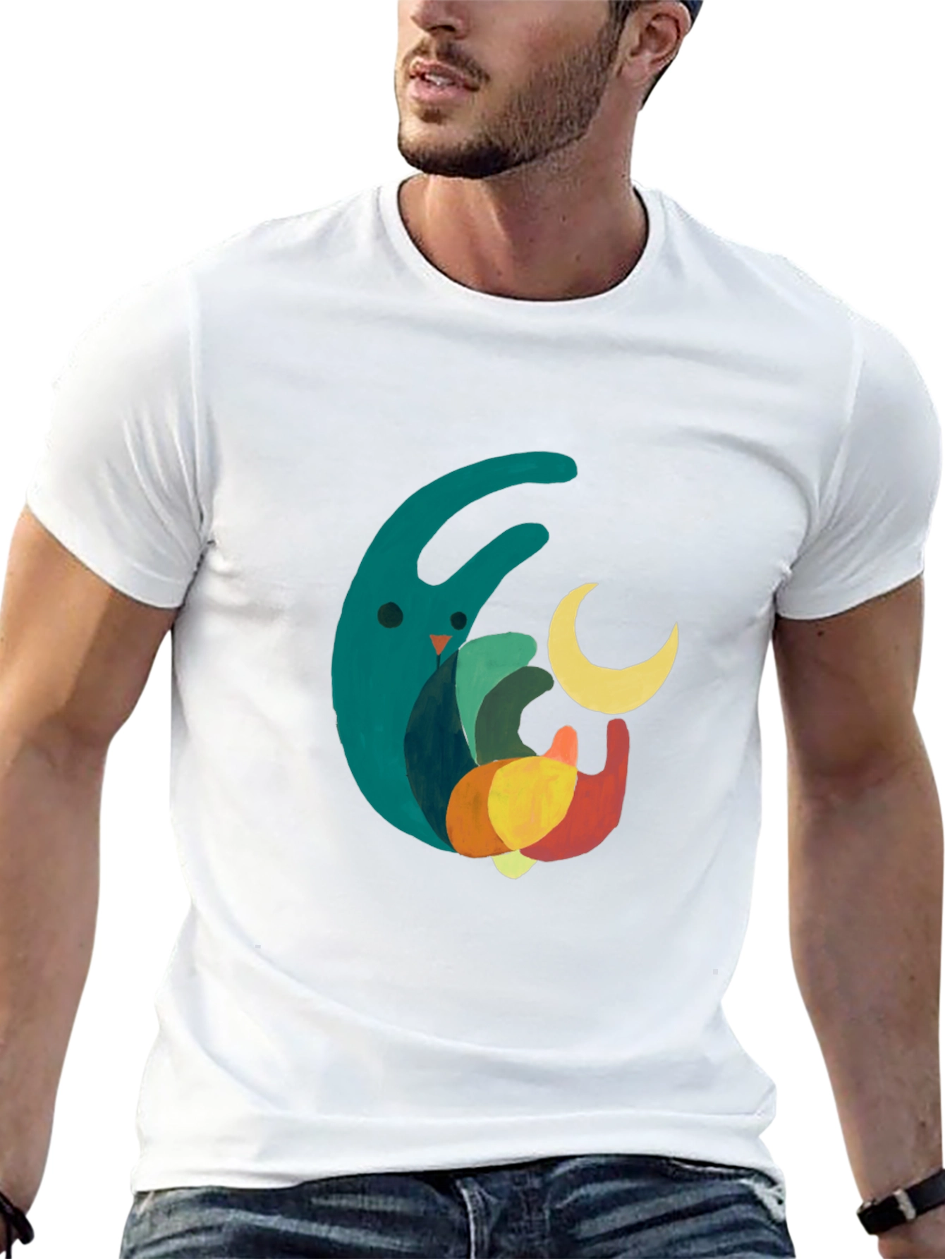 Black Abstract Art Print Men's Black T-Shirt view 13