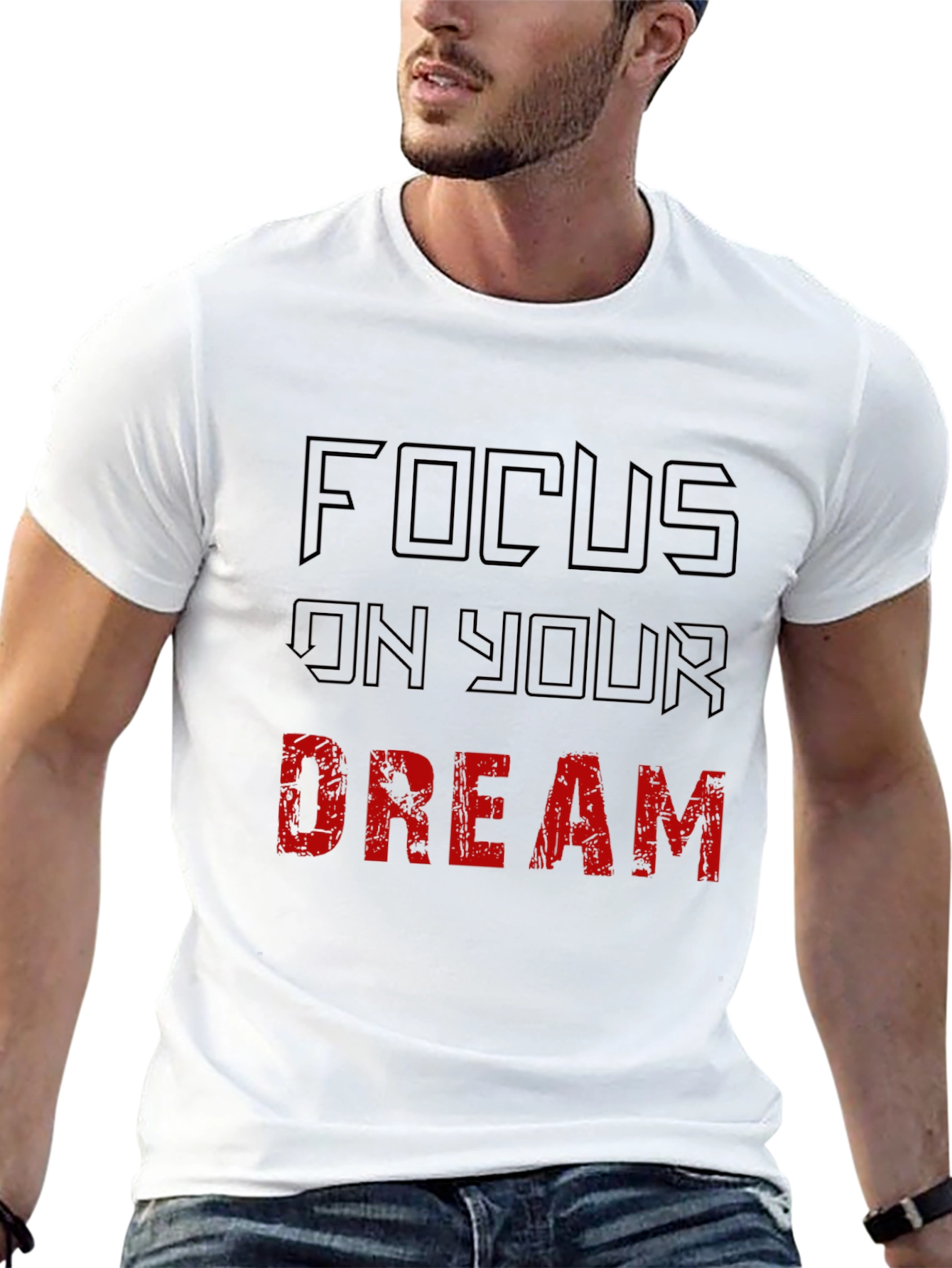 Black Focus On Your Dream Graphic Tee - Motivational T-Shirt view 13
