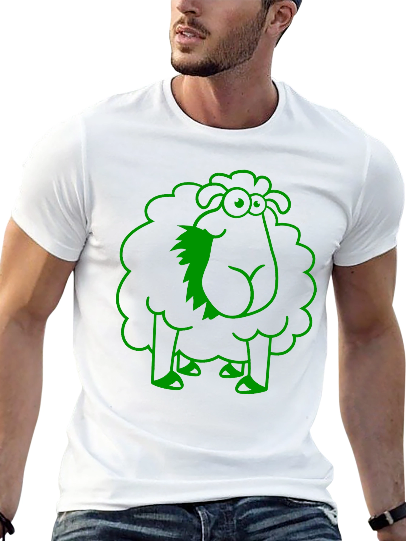 Black Funny Sheep Graphic Tee - Black Cotton T-Shirt view 13
