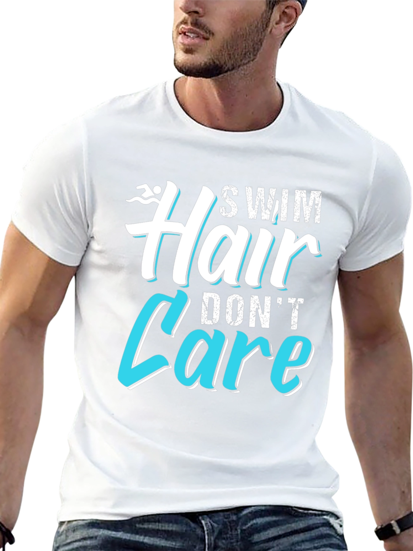 Black Swim Hair Don't Care T-Shirt view 13