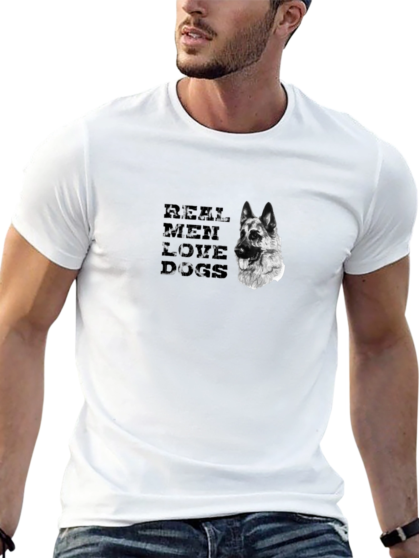 Black Real Men Love Dogs Graphic Tee view 13